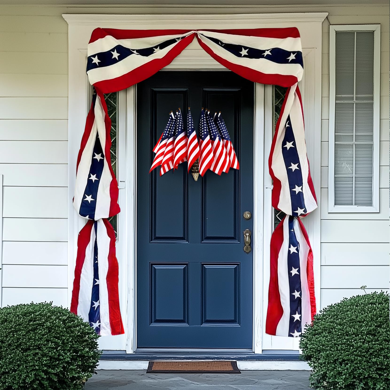 US 4th of July Decorations Outdoor Independence Day and Memorial Days Hanging American Flag Banner