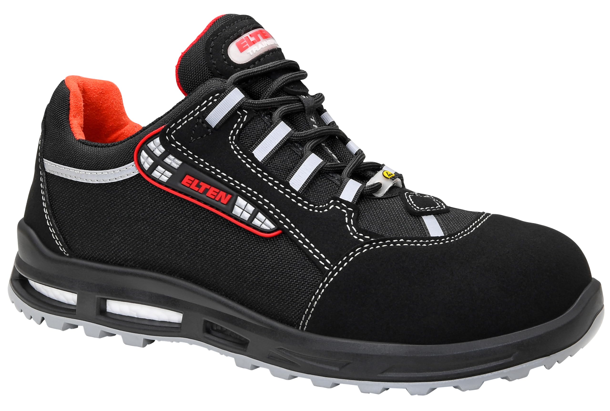 ELTEN Sicherheitsschuhe SENEX XXT ESD S3, Damen und Herren, Textil, Kunststoffkappe (leichter als Stahlkappe), leicht, sportlich, Schwarz/Rot, Größe: 37