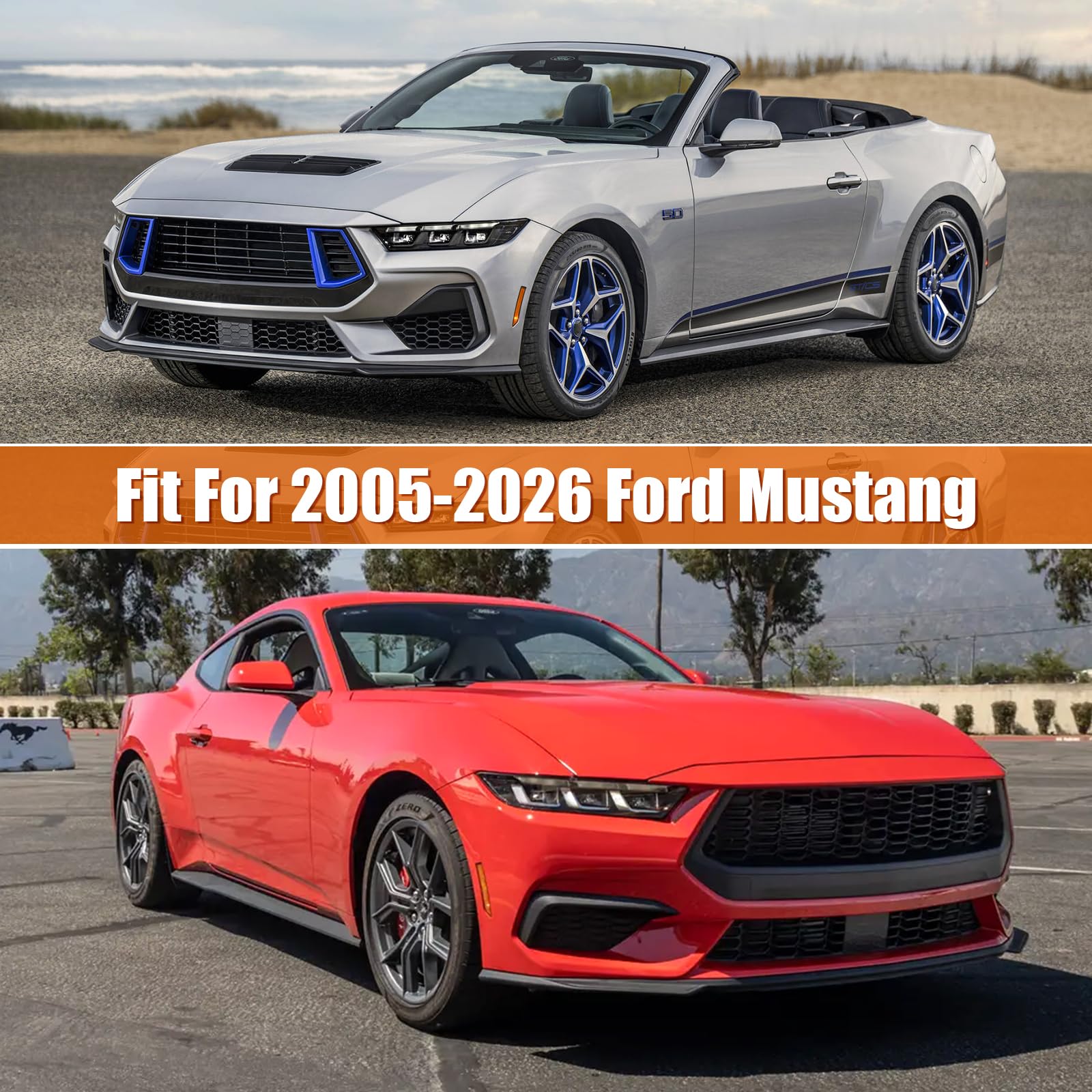 wasserdichte Autoabdeckung für Ford Mustang 2005-2026, Blau | Allwetter Vollgarage Autoplane Auto Abdeckplane Winter Sommer Garage Outdoor Abdeckung mit Winddichten Bändern