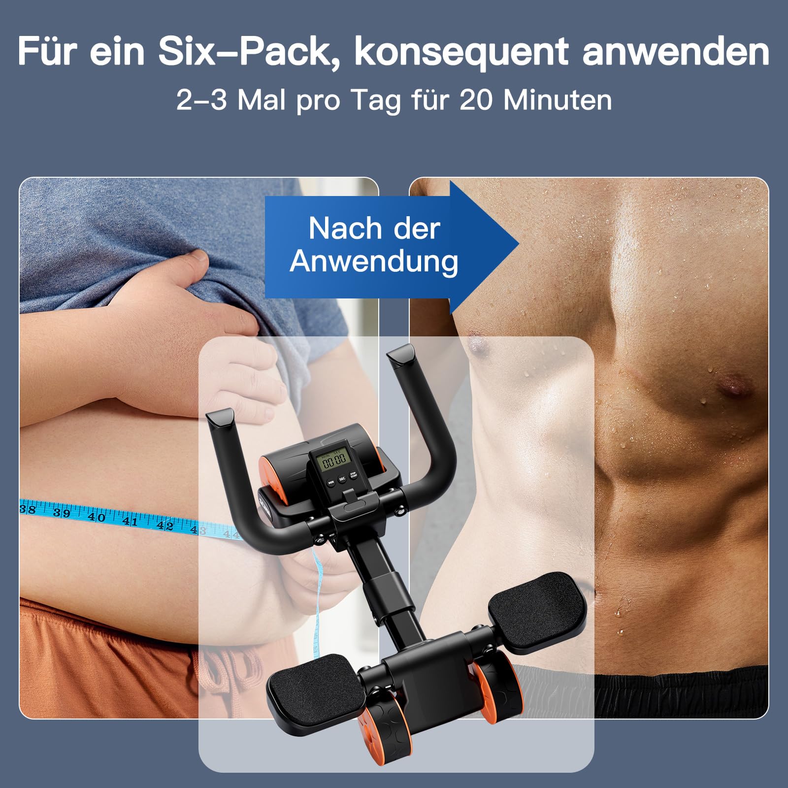 Ab Roller Automatisches Rebound-Bauchrad, Ab Trainer für Zuhause, Bauchmuskeltrainer Sport Geräte Sliders für Core Training, ABs Wheels Fitness Zubehör