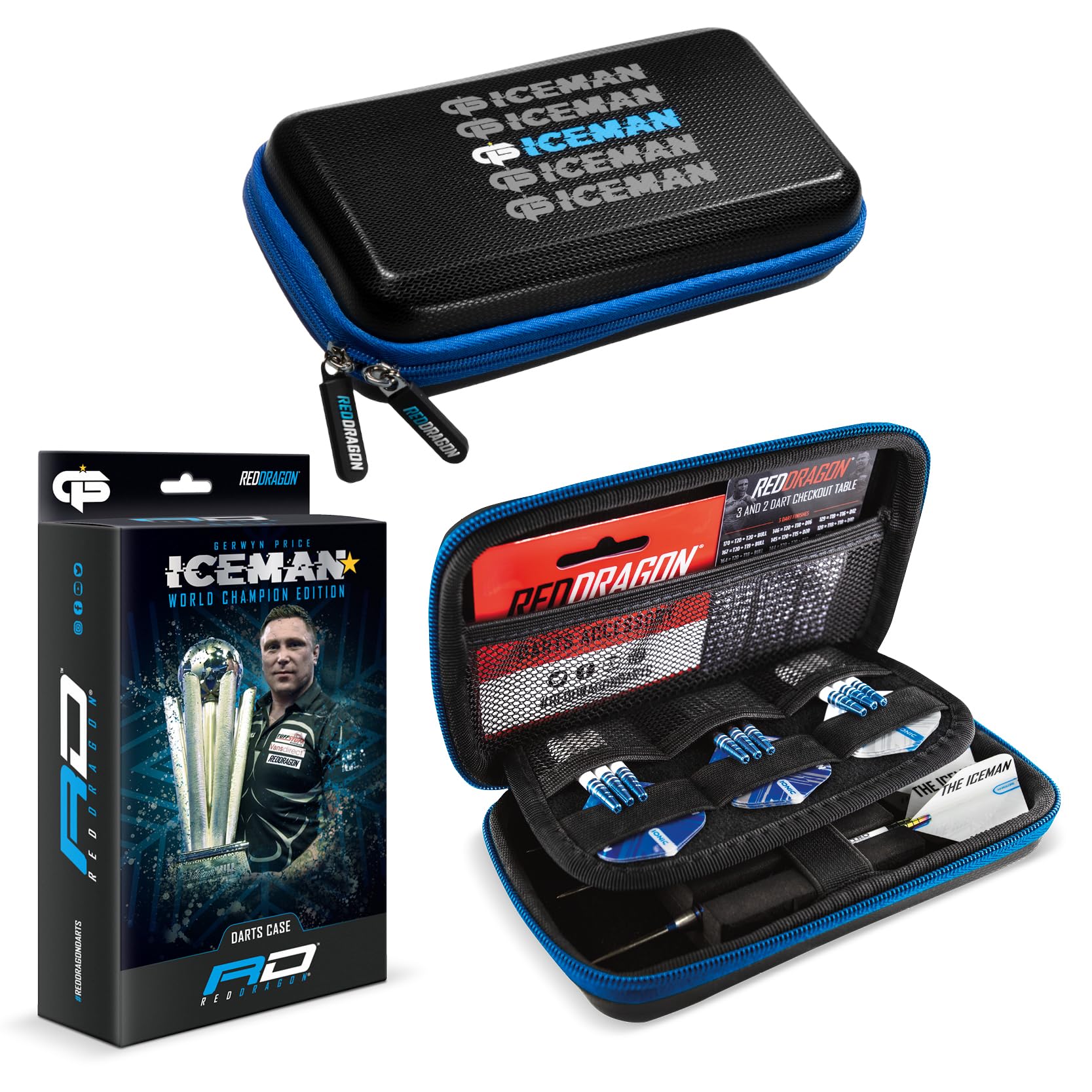 RED DRAGON Gerwyn Price Iceman Darts Case – Premium Blue Dart Holder for 1 Set of Fully Assembled Darts & Accessories – Durable, Compact, Modern Design