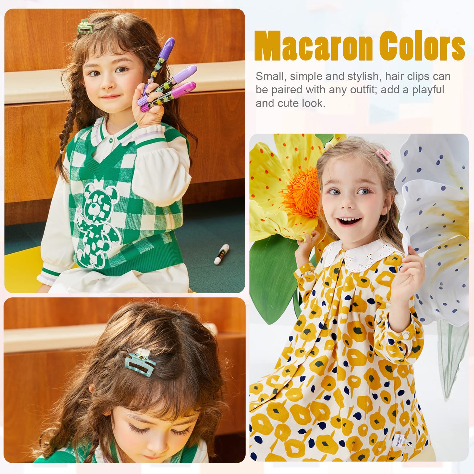 Kavya 10 Pcs Mollettone Capelli, Pinze per Capelli Quadrati in Plastica 4 CM, Pinza Capelli Piccola Antiscivolo Ciappo per Capelli, Accessori Capelli Donna per Ragazze Donne Capelli Sottili-B