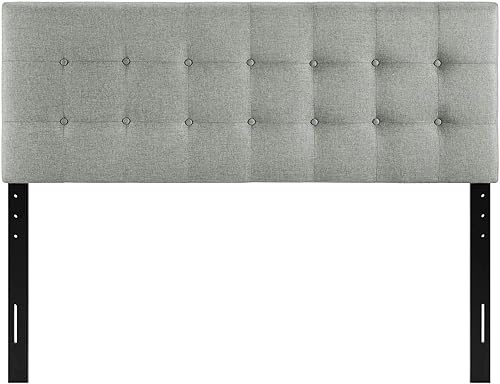 Miniatura 4 de Cabecero de cama individual, Modway Emily, tapizado en vinilo de color blanco, Tela, Tejido Gris