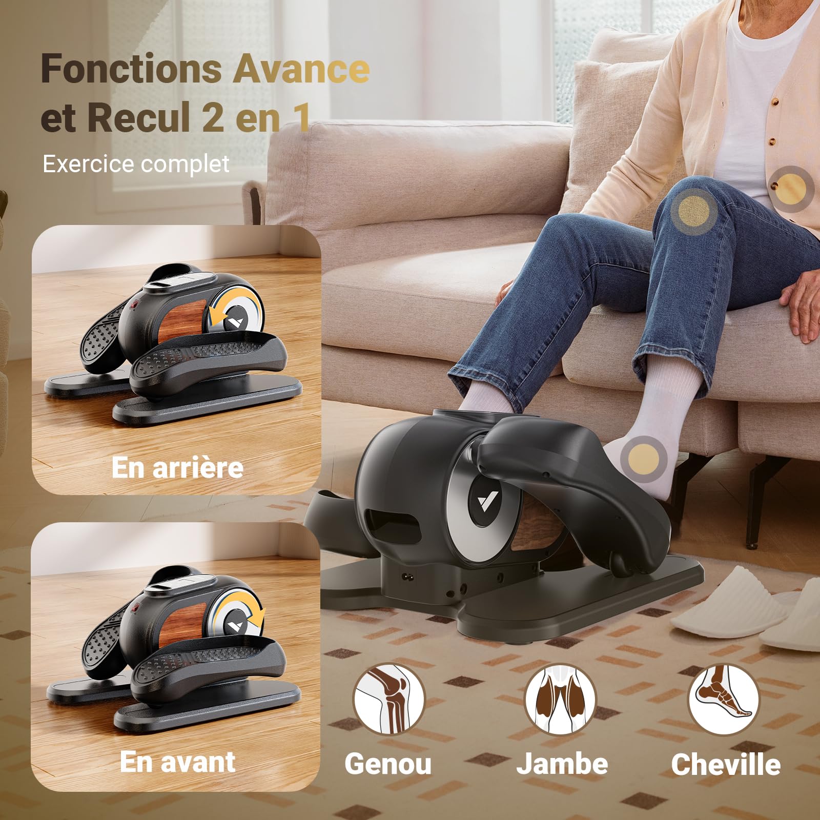 MERACH Elliptique de Bureau pour Maison, Mini Vélo Elliptique ÉLectrique Compact avec Télécommande, Écran, 12 Vitesses, Sangles pour Les Pieds, Silencieux et Portable, pour Seniors et Adultes