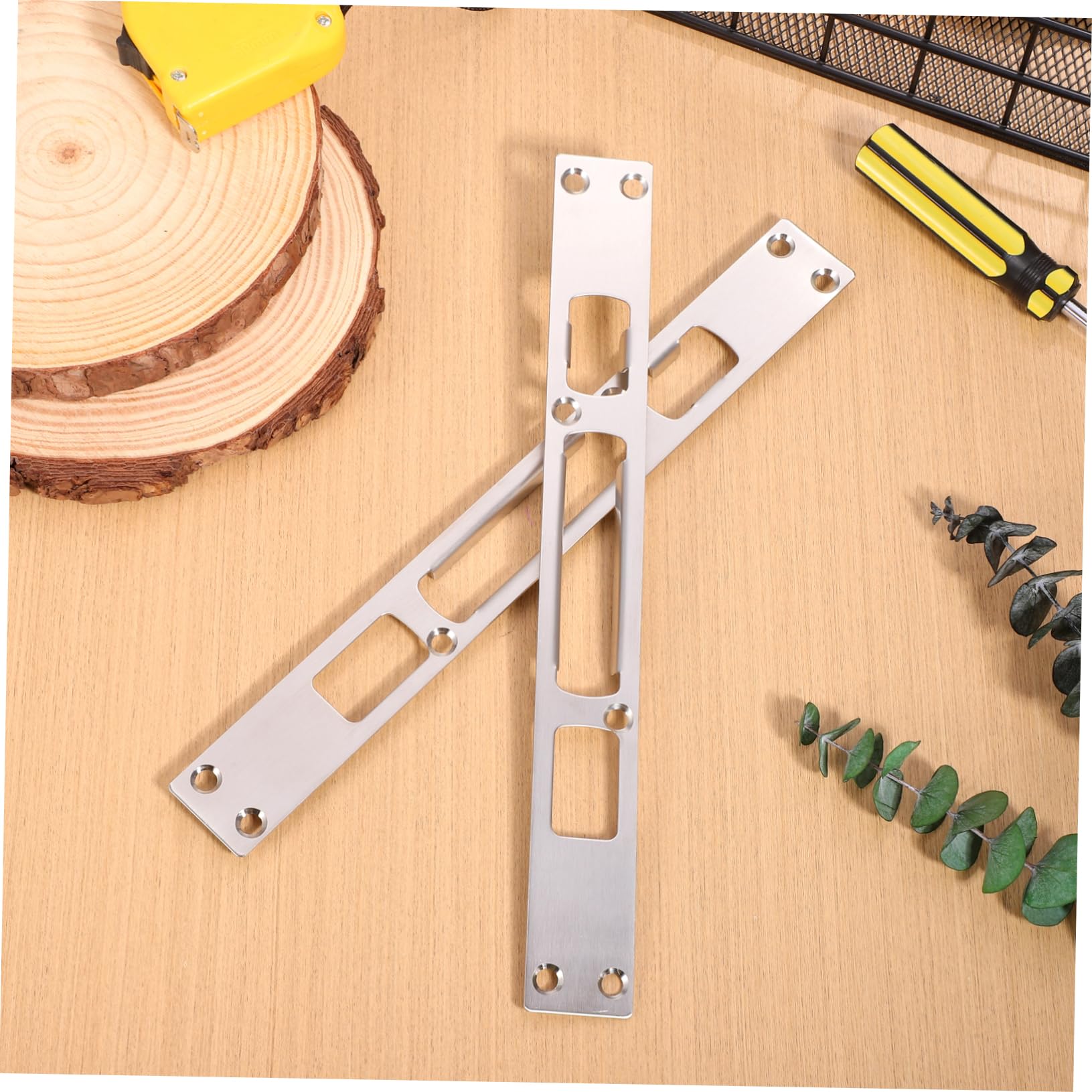 VILLCASE 9 Ensembles Plaque De Renfort Pour Pêne Dormant Plaque De Grève Gâches Pour Portes Extérieures Grève De Haute Sécurité Gâche De Porte Longue Acier Inoxydable 2 Pièces * 9