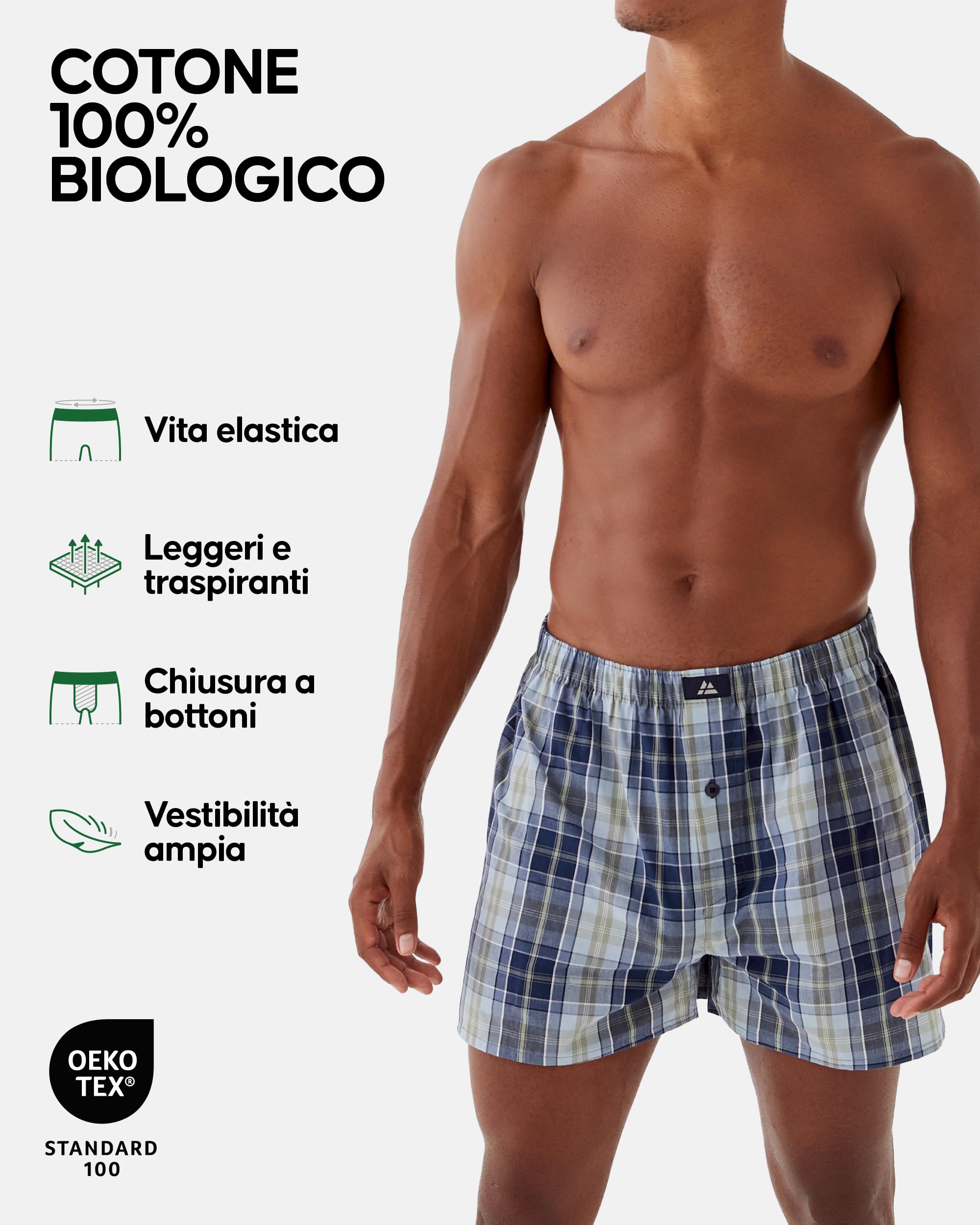 DANISH ENDURANCE Boxer Uomo Americani Cotone Biologico 100%, Mutande a Pantaloncino, Boxer di Tela, Leggeri e Traspiranti, 4 o 6 Paia