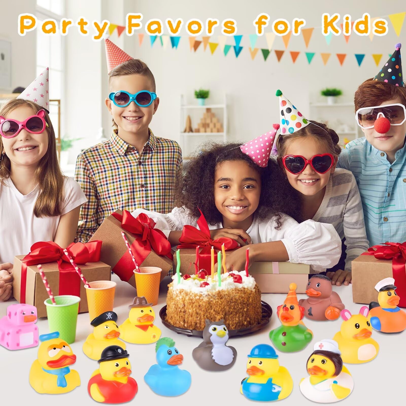 Paquete de 35 patos de goma en surtido a granel, patos Jeep para patos, pequeños patos de goma para bebés pequeños, juguetes de baño de patos, juguetes de piscina, regalos de fiesta para niños con