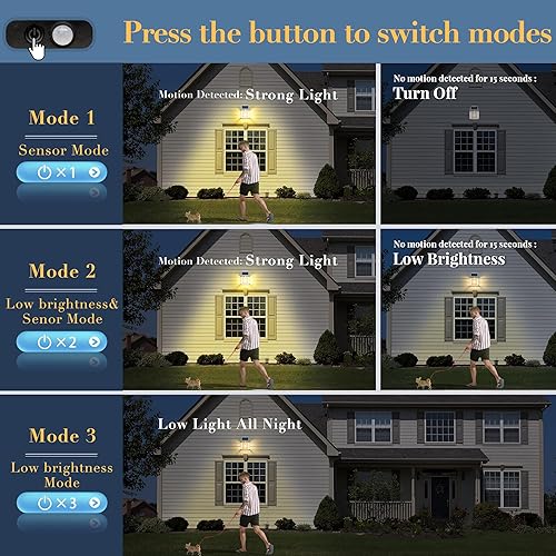 Miniatura 3 de Luz solar de porche del amanecer al anochecer  Aplique de pared blanca de 8.2 pulgadas de alto para exteriores con sensor de movimiento y 3 modos de