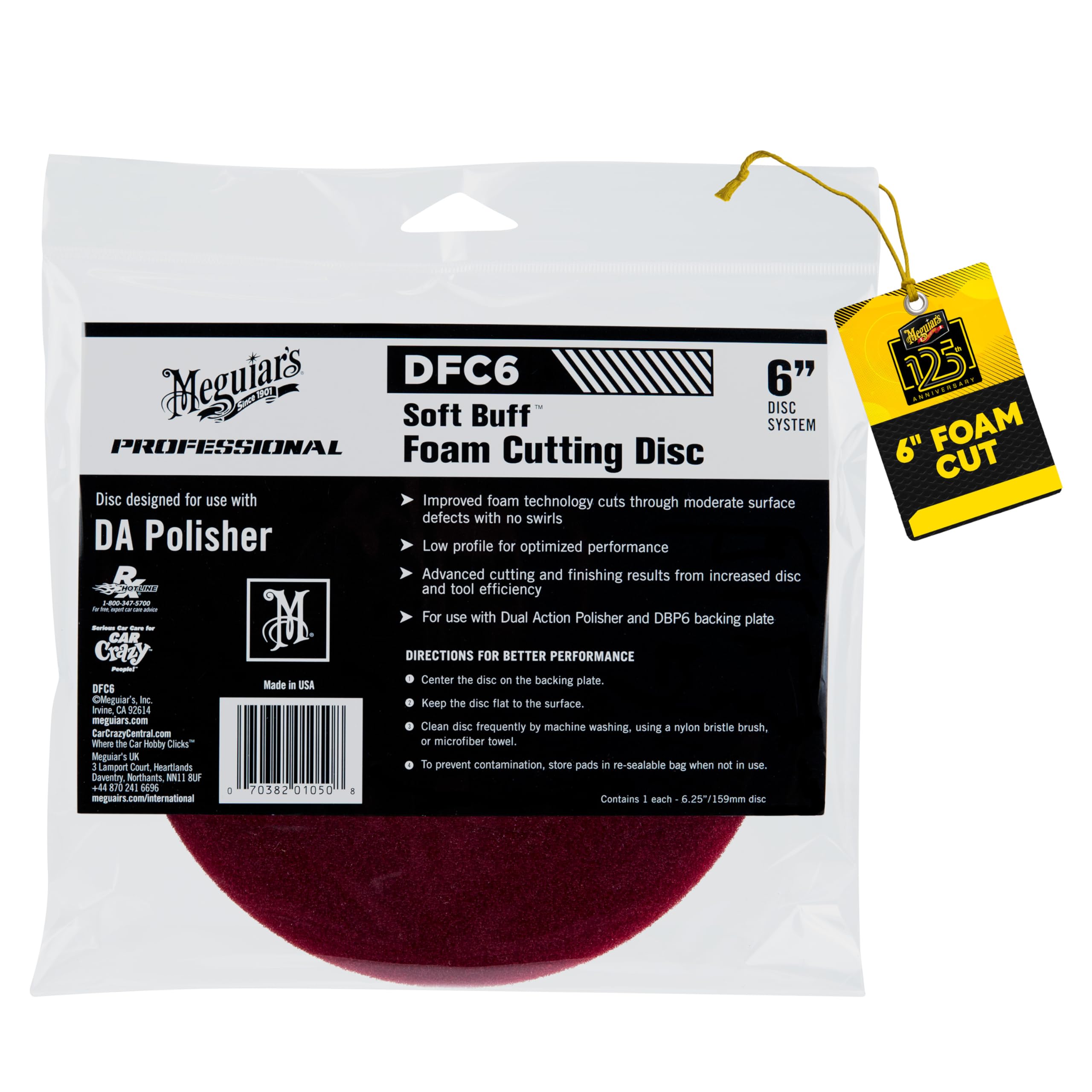 MEGUIAR'S 6 cali Foam Cutting Disc Red Red Pad do pasty ściernej, 152 mm