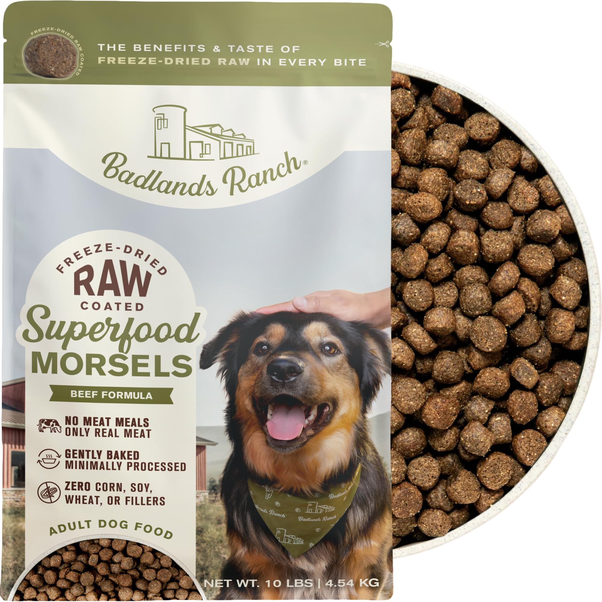 BADLANDS RANCH Superfood Morsels Beef Formula Dry Dog Food, 10 lb