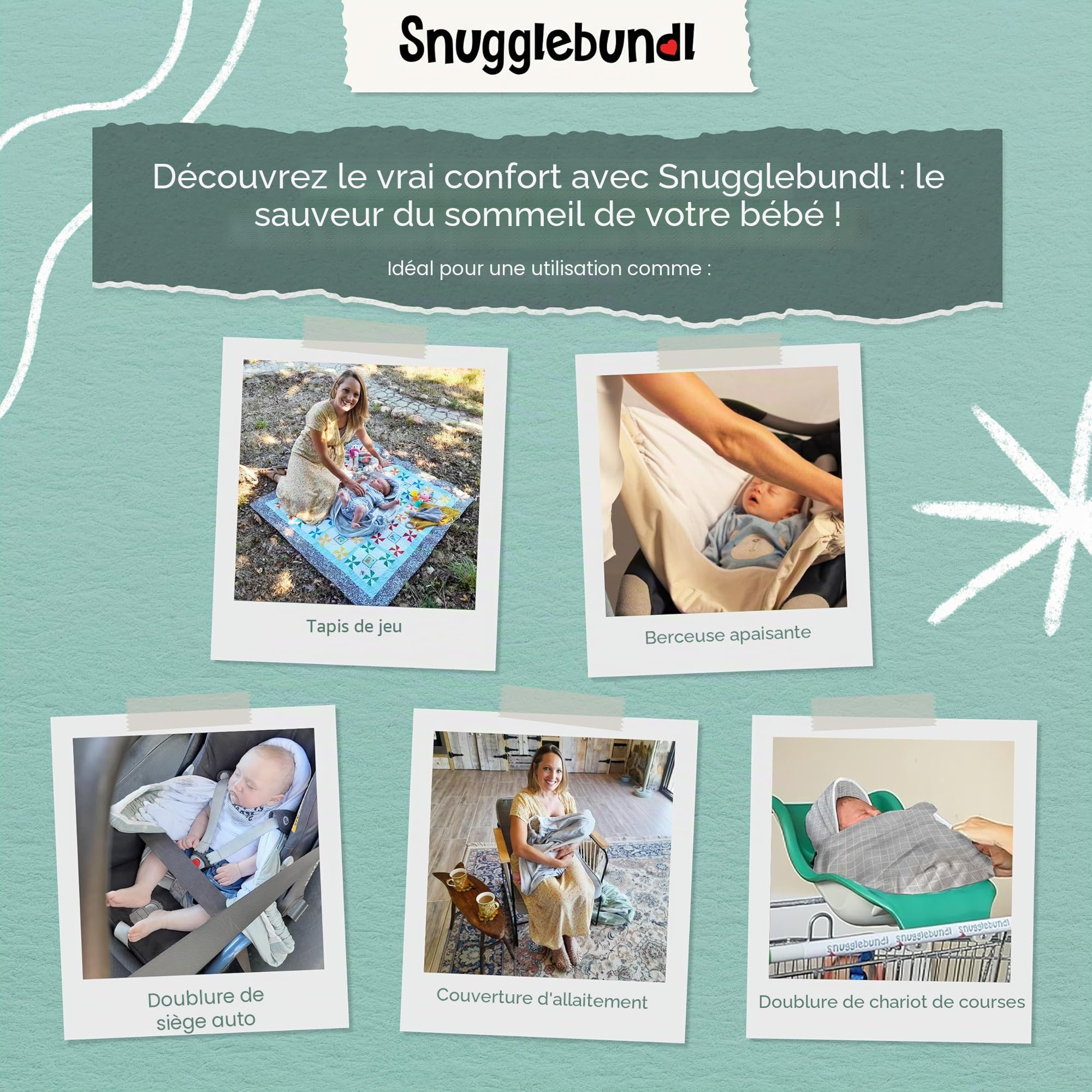 Snugglebundl Bumblebee Couverture avec anses pour bébé 0-6 mois (Organic) (S-1)