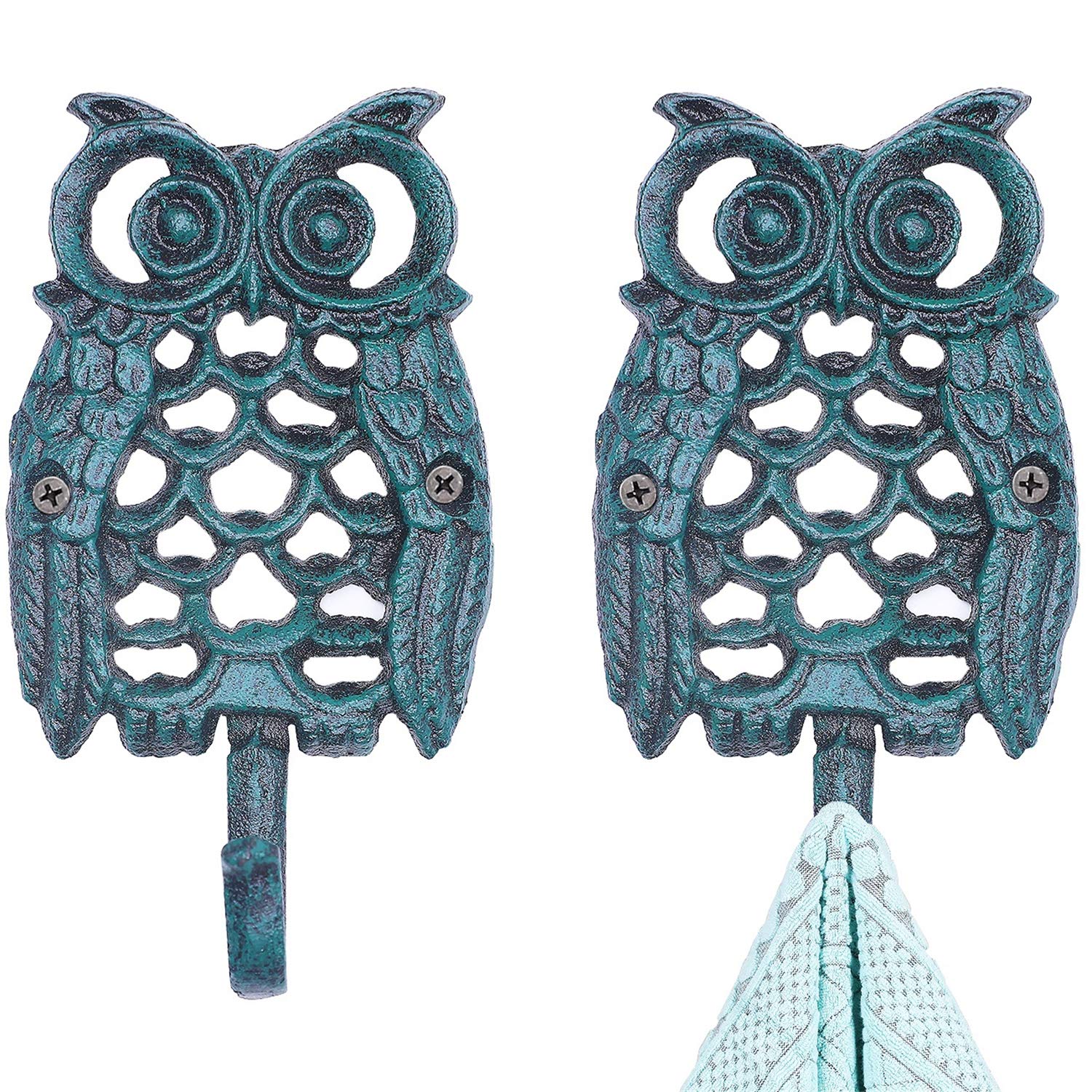 Archaize Cast Iron Key Hooks,Vintage Clothing Hook,Decorative Rustic Owl Key Hat Hook,Wall Mounted Heavy Duty Hooks for Keys, Towel, Bags, Hat?Coat