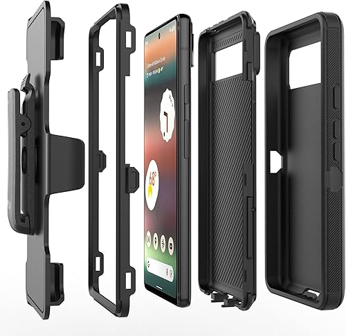 Miniatura 7 de Funda diseñada para Google Pixel 6A, funda para Pixel 6A 5G, grado militar, resistente, a prueba de golpes, funda protectora de cuerpo completo con