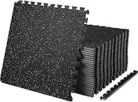 VEVOR 0.56" Thick 100 Sq Ft Interlocking Gym Mats - 25 Rubber Top EVA Foam Tiles for Home Gym Flooring, Puzzle Exercise Mats Black & Gray