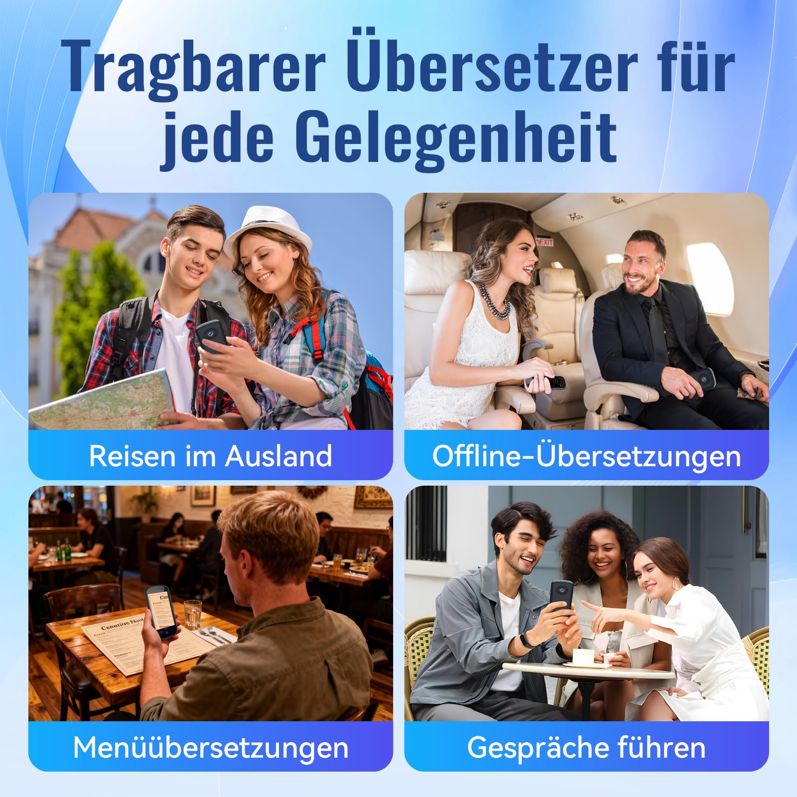 SKARA Sprachübersetzer Gerät, 137 Sprachen & Akzente, Offline-, WiFi- & Foto Übersetzung, Echtzeit Übersetzer
