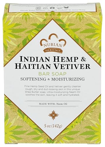 Barra de jabón Nubian Heritage, cáñamo indio, 5 onzas