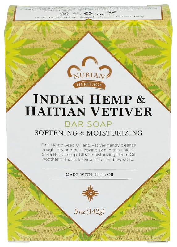 Sabonete em barra Nubian Heritage com cânhamo e vetiver haitiano, 136 g