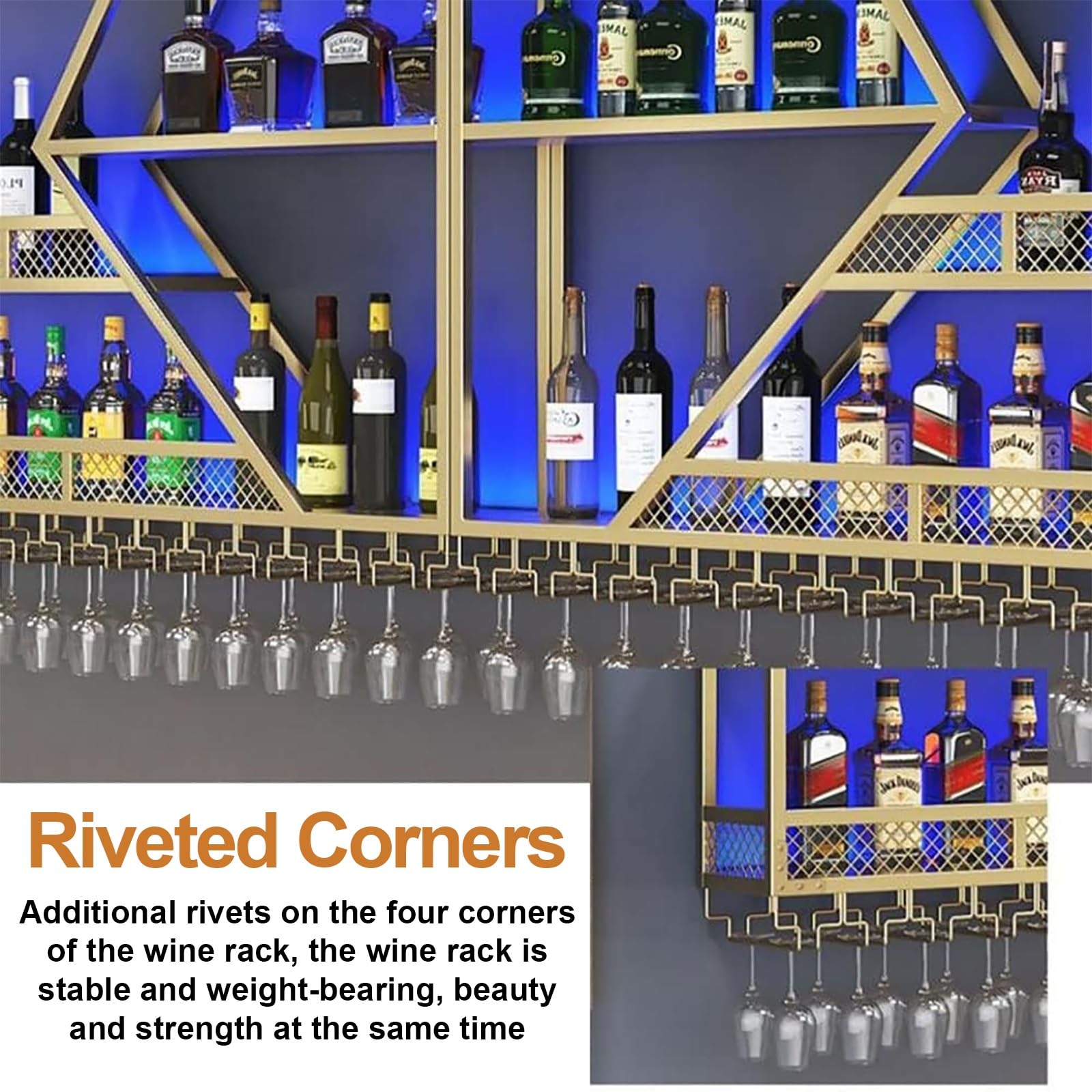 Wall Mounted Wine Rack, Metal Large Capacity Hanging Wine Rack, 3 Layer Round Wine