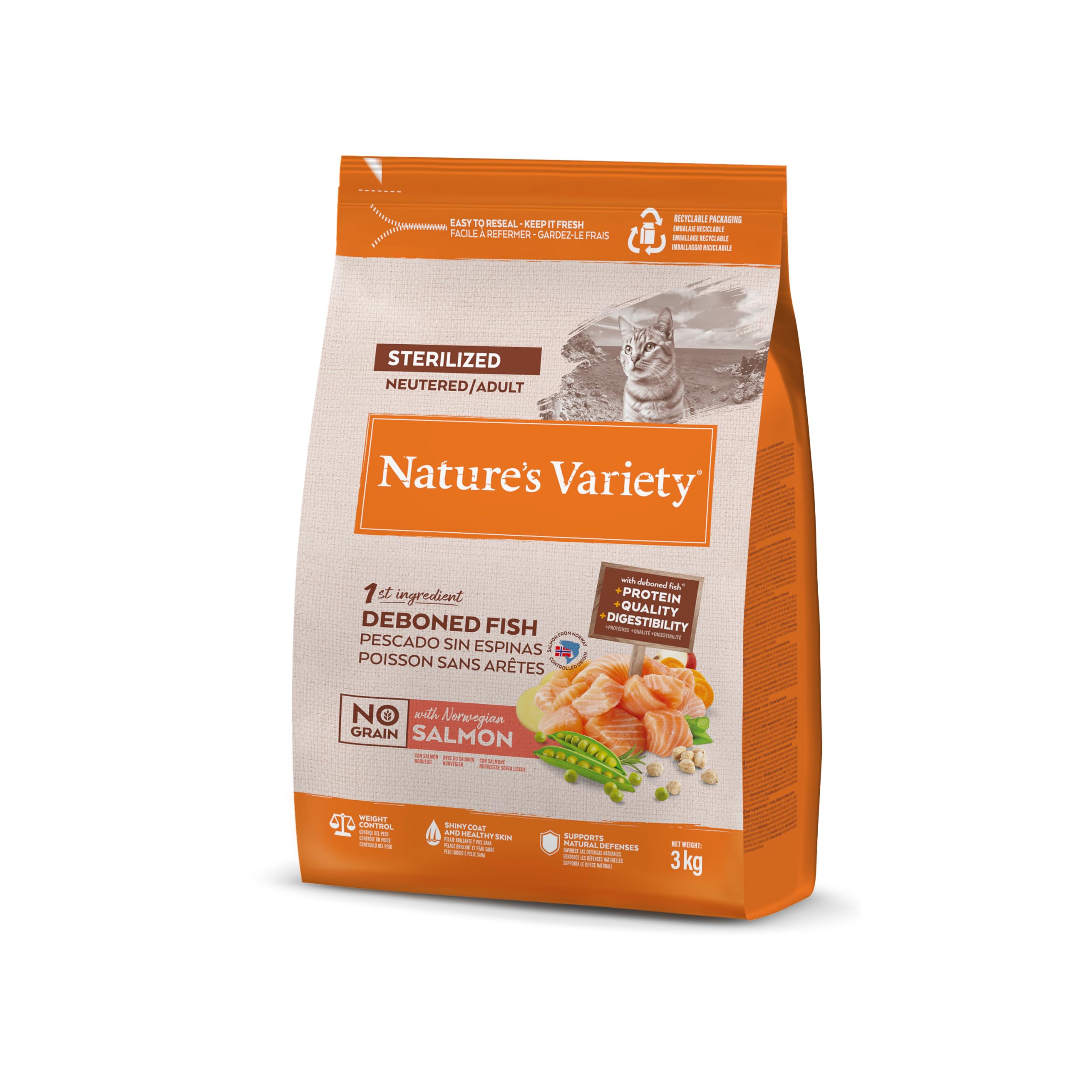 Nature's Variety No Grain Sterilized Cat Food with Norwegian Salmon - 3 kg