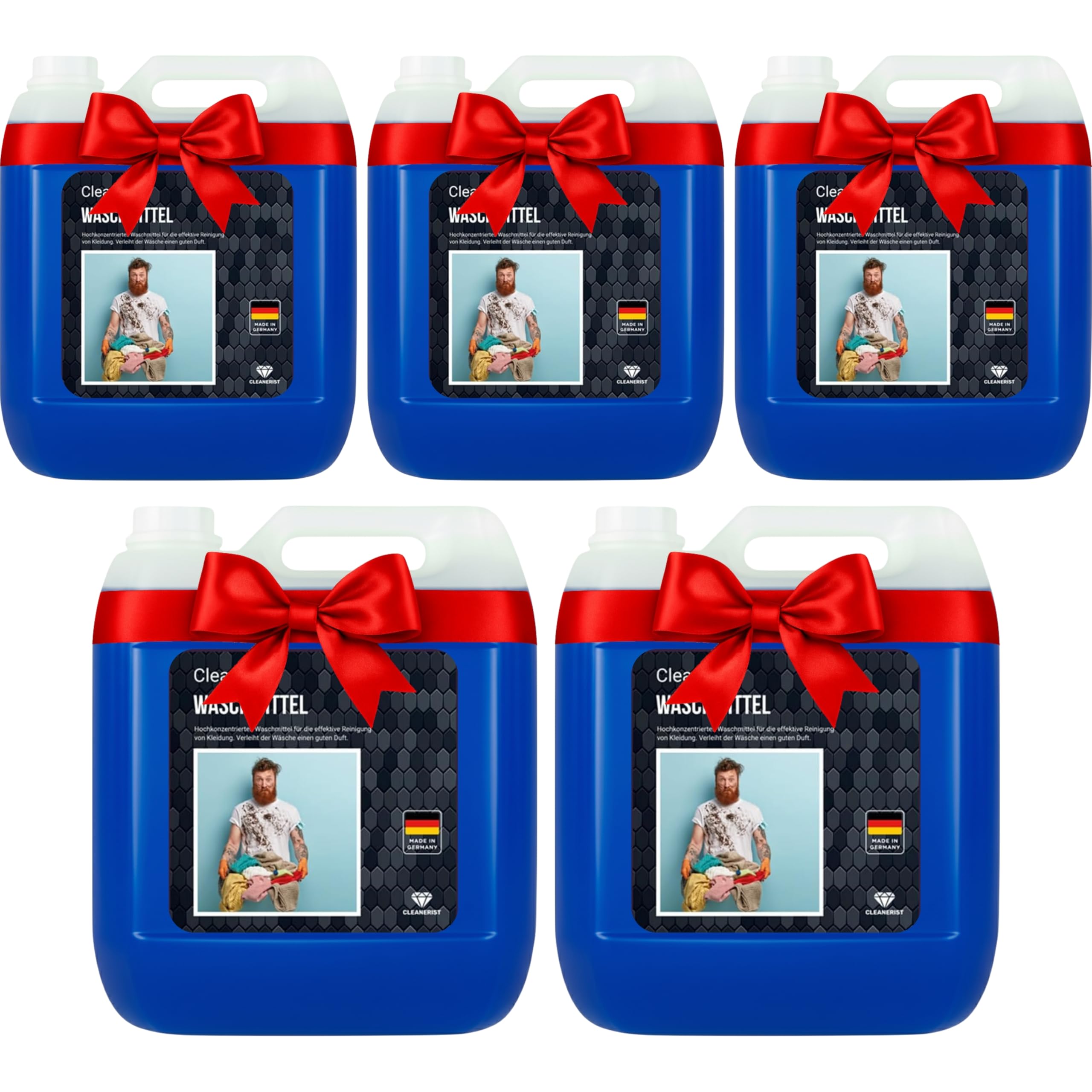 Cleanerist | 5x 5L detersivo lavatrice liquido universale, 1.000+ lavaggi – pulizia profonda, formula concentrata, da 20°C a 95°C per colorati, bianchi e scuri - profumo fresco