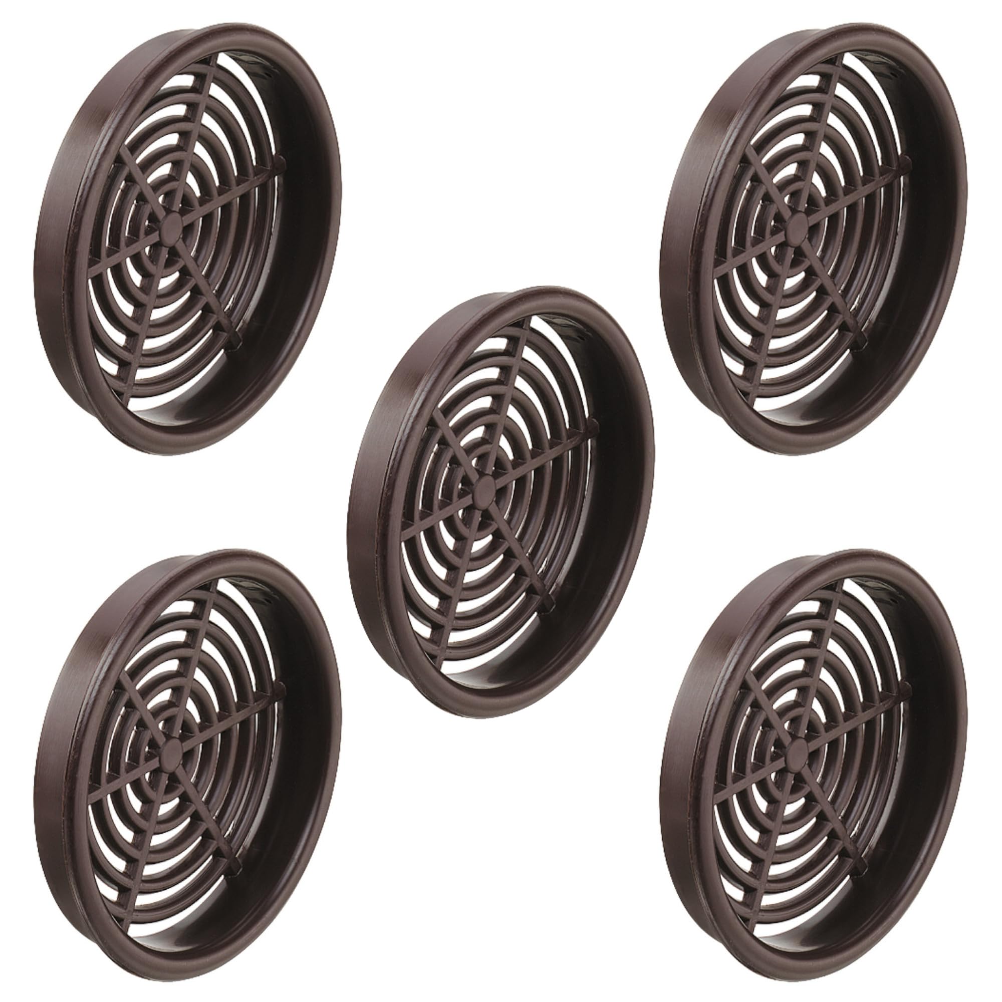 cyclingcolors 5x Rejilla de ventilación redonda 60 mm Diámetro total 65 mm de plástico Orificio Gabinete Armario Cocina, Marrón oscuro