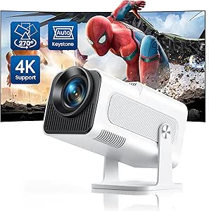 Mini 4K Projector, Portable Projector with【270° Rotatable & Auto Keystone】Native 1080P