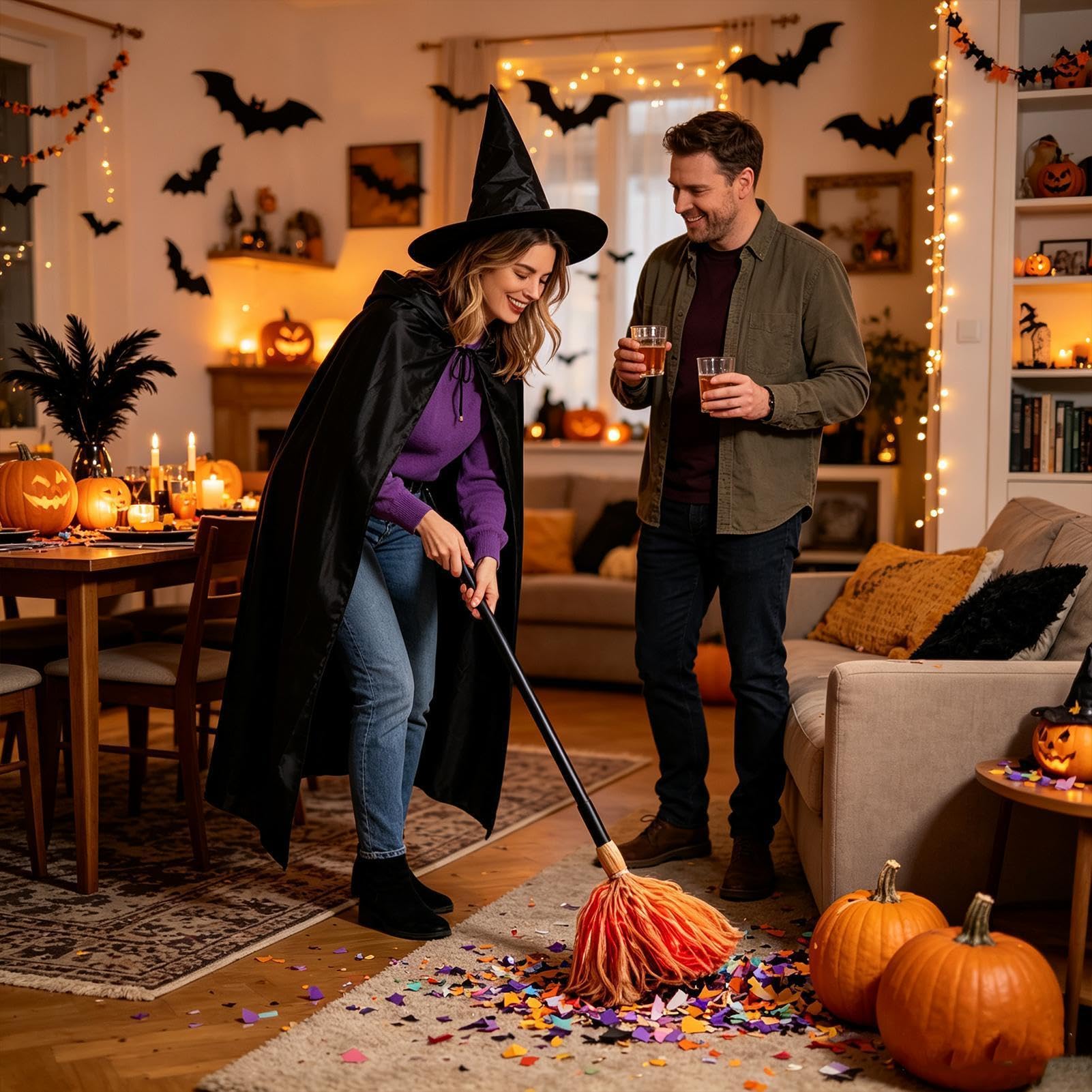 Generisch Dekoracja na Halloween straszna miotła do tańca na Halloween