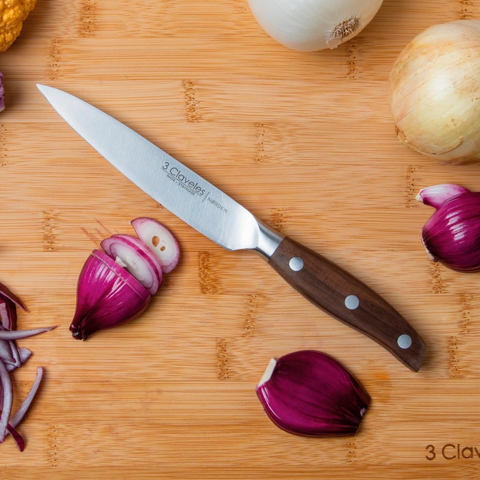 3 Claveles - Juego de 3 Cuchillos Profesionales en Acero Inoxidable Gama Norden, Selección Master Chef
