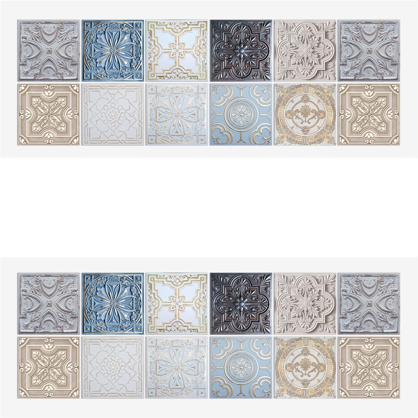 EJvkrbtx Tile Wall Stickers 24pcs Self-Adhesive Removable Multicolor 10-20cm Kitchen Bath(Color 21,15x15cmx24PCS)
