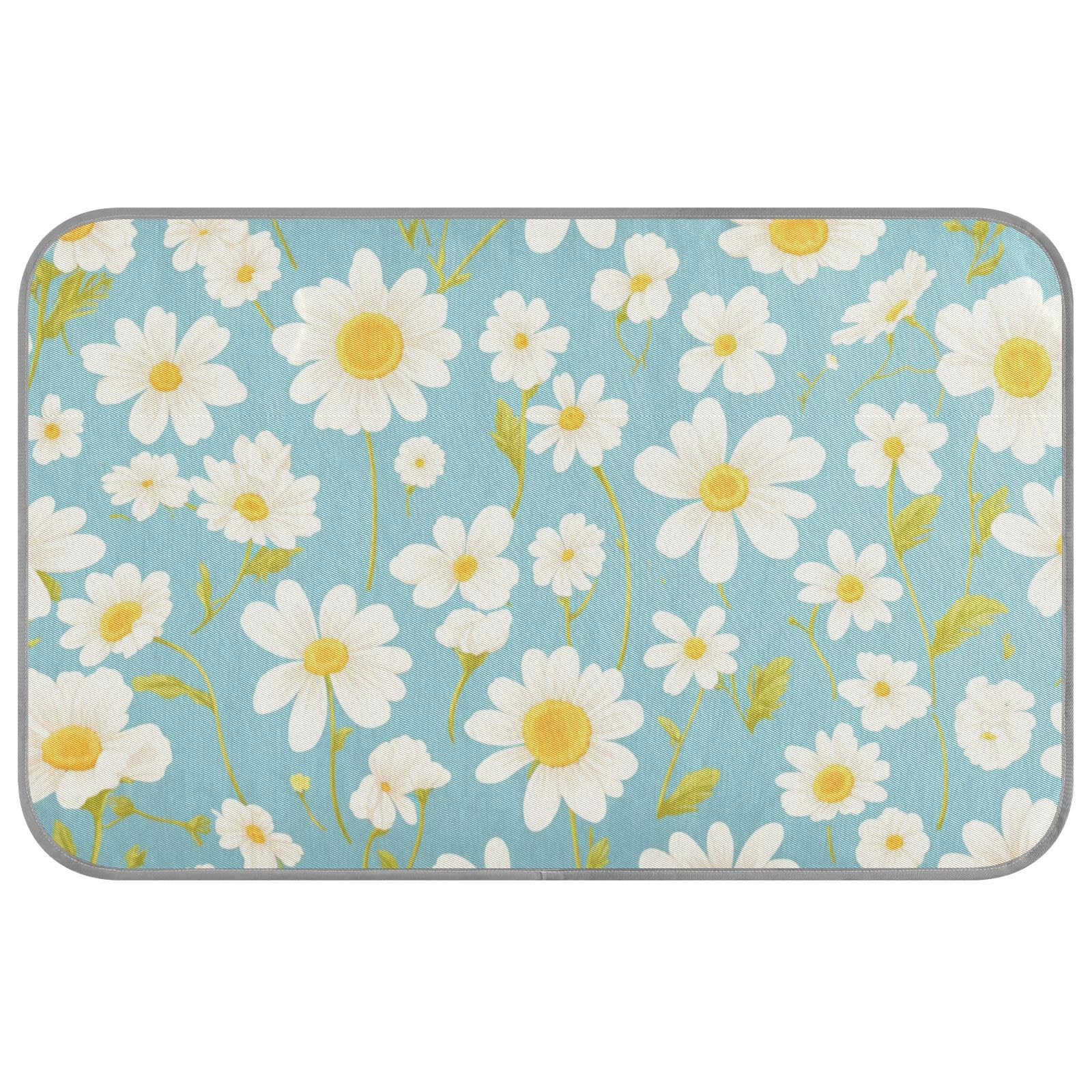 EtherSpher Blue White Daisy Summer cat Cooling pad Self Cooling cat beds for Indoor Cats for Cat's Indoors Comfy esterilla refrescante para Perros M