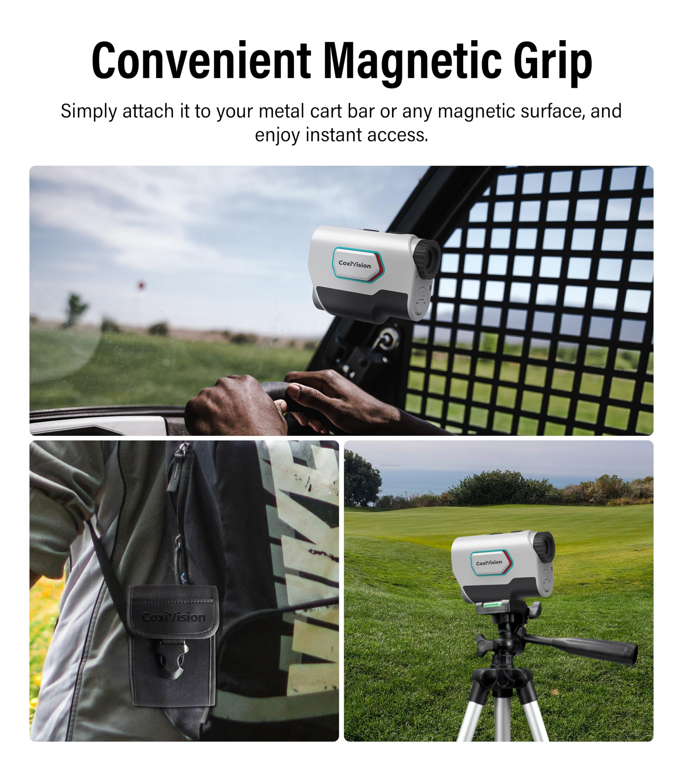 CoxiVisionTélémètre avec Pente, Golf et Chasse, télémètre Haute précision de 1 300 mètres, grossissement 6X, Vibration de Verrouillage du Drapeau, Mode Arc/Fusil, Mesure de la Pente