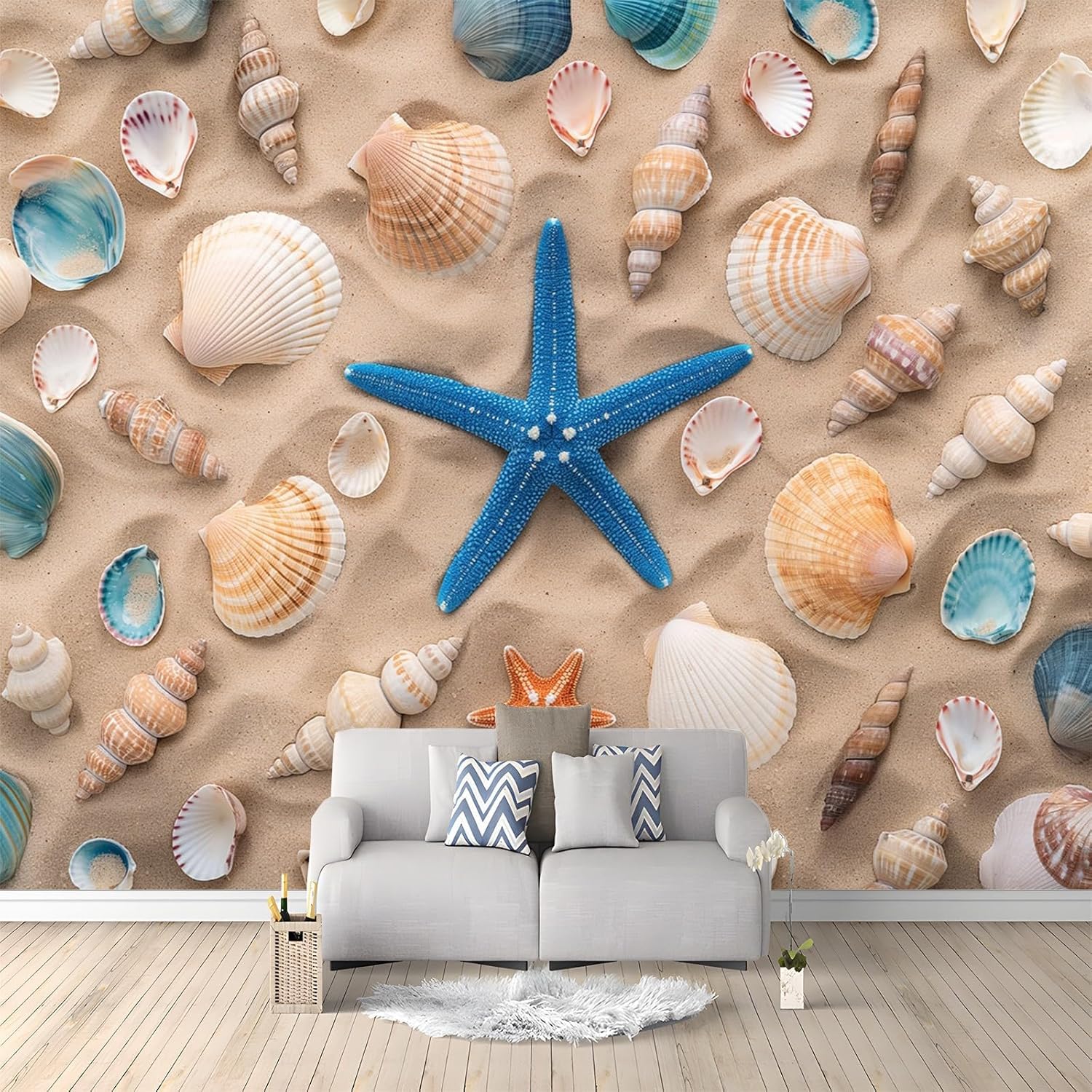 Papier peint plage 3D auto-adhésif pour rénover un grand mur sans colle