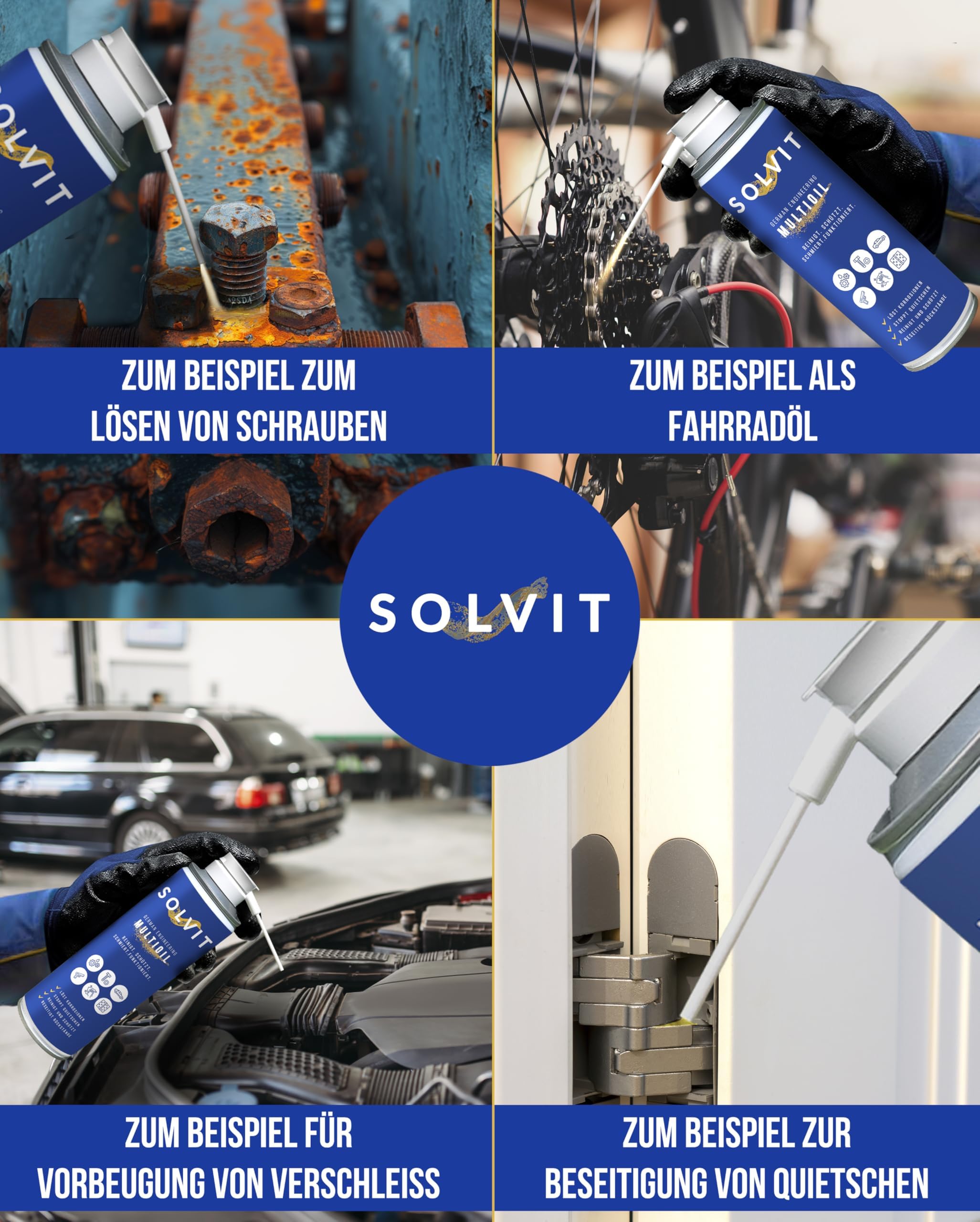 SOLVIT Multifunktionsöl 6x 300ml I Lösungsmittel & Schmiermittel I Leistungsstarkes Multifunktionsöl für effektive Reinigung & Schmierung | Idealer Schutz für alle Oberflächen | Langanhaltender Schutz