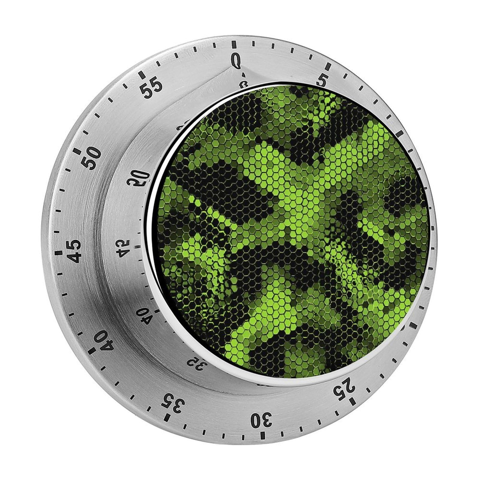 Snake Skin Green Mechanical Timer with Alarm for Kitchen Cooking Productivity Stainless Steel Timers