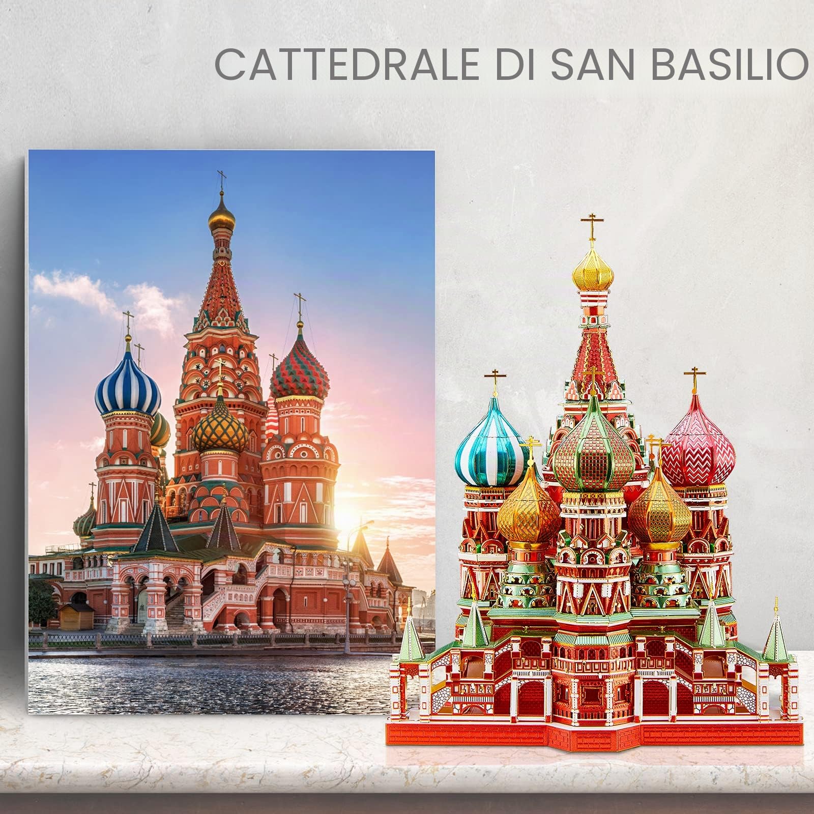 Piececool 3D Metal Puzzle Saint Basil's Cathedral, Architettoniche 3D Puzzle Metallo per 340 Acciaio Inossidabile, 1:1 Ripristina, Regalo di Compleanno, Modellismo da Costruire Adulti, 711 Pezzi