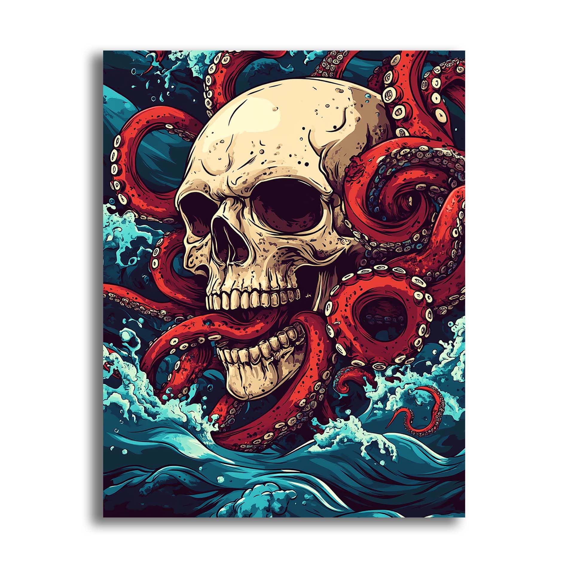 VAIIEYO 5D DIY Skull Diamond Art Kits for Adults, Diamond Painting Octopus, Diamond Painting Kit Full Drill Round Rhinestone Craft Canvas for Home