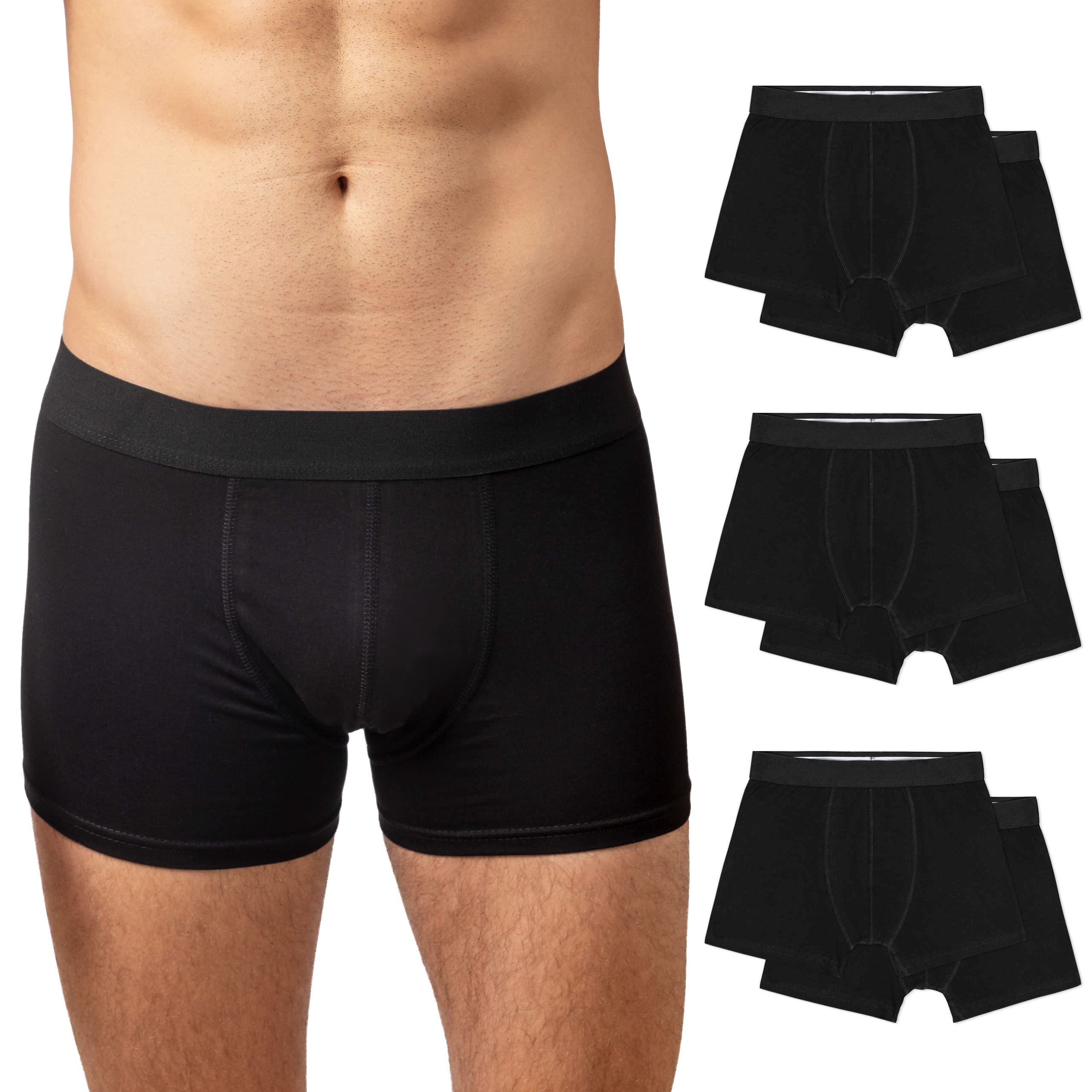 Snocks Boxershorts Herren Ohne Logo aus Bio-Baumwolle (6er Pack) - Atmungsaktiv und Ideal für Sport und Alltag - Kein juckendes Etikett und komfortabler Bund - Unterhosen Herren - Gr. S-3XL