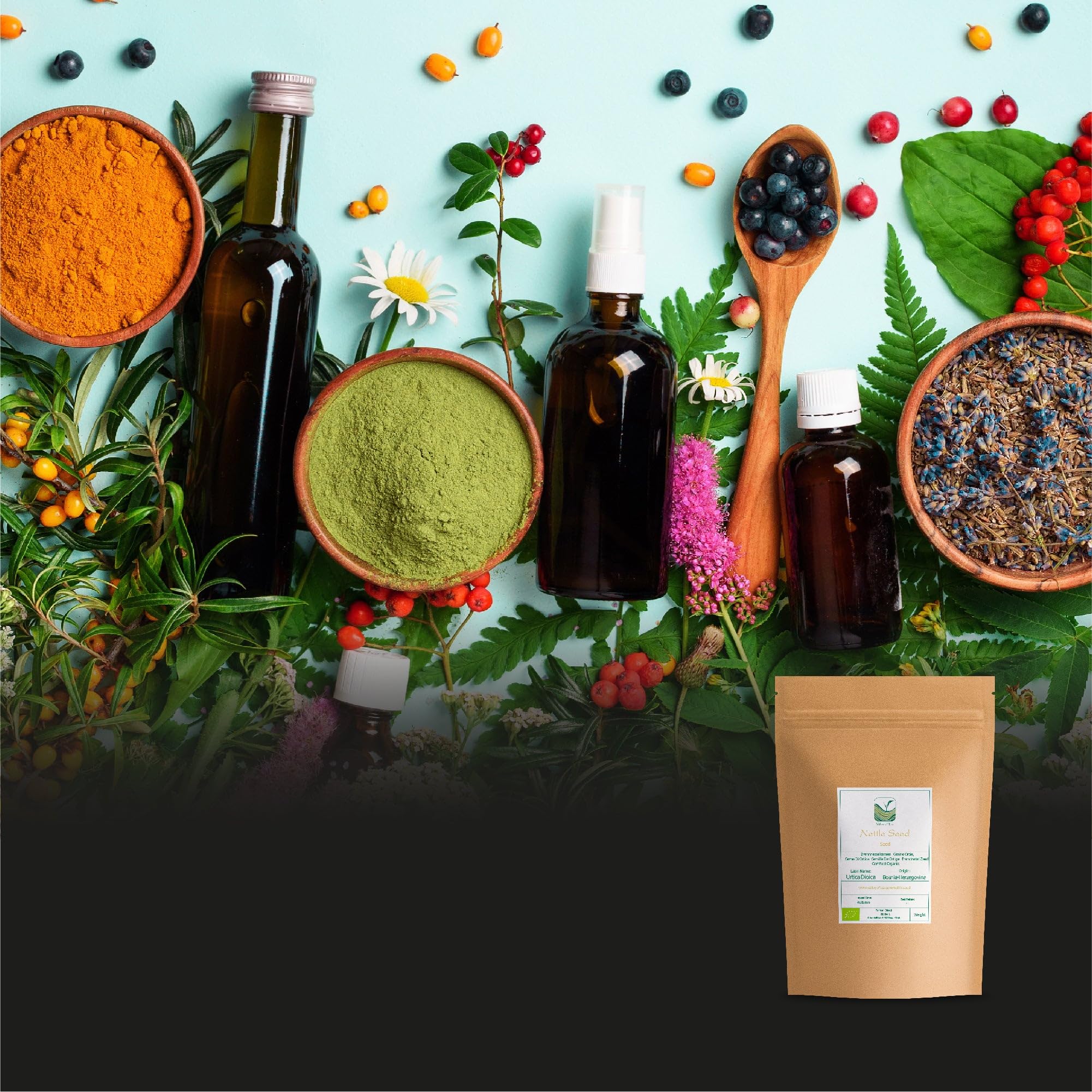 Semillas de Ortiga Enteras Secas - Urtica Dioica a Granel | grano pequeño rico en aroma tradicionalmente usado en preparaciones caseras y snacks