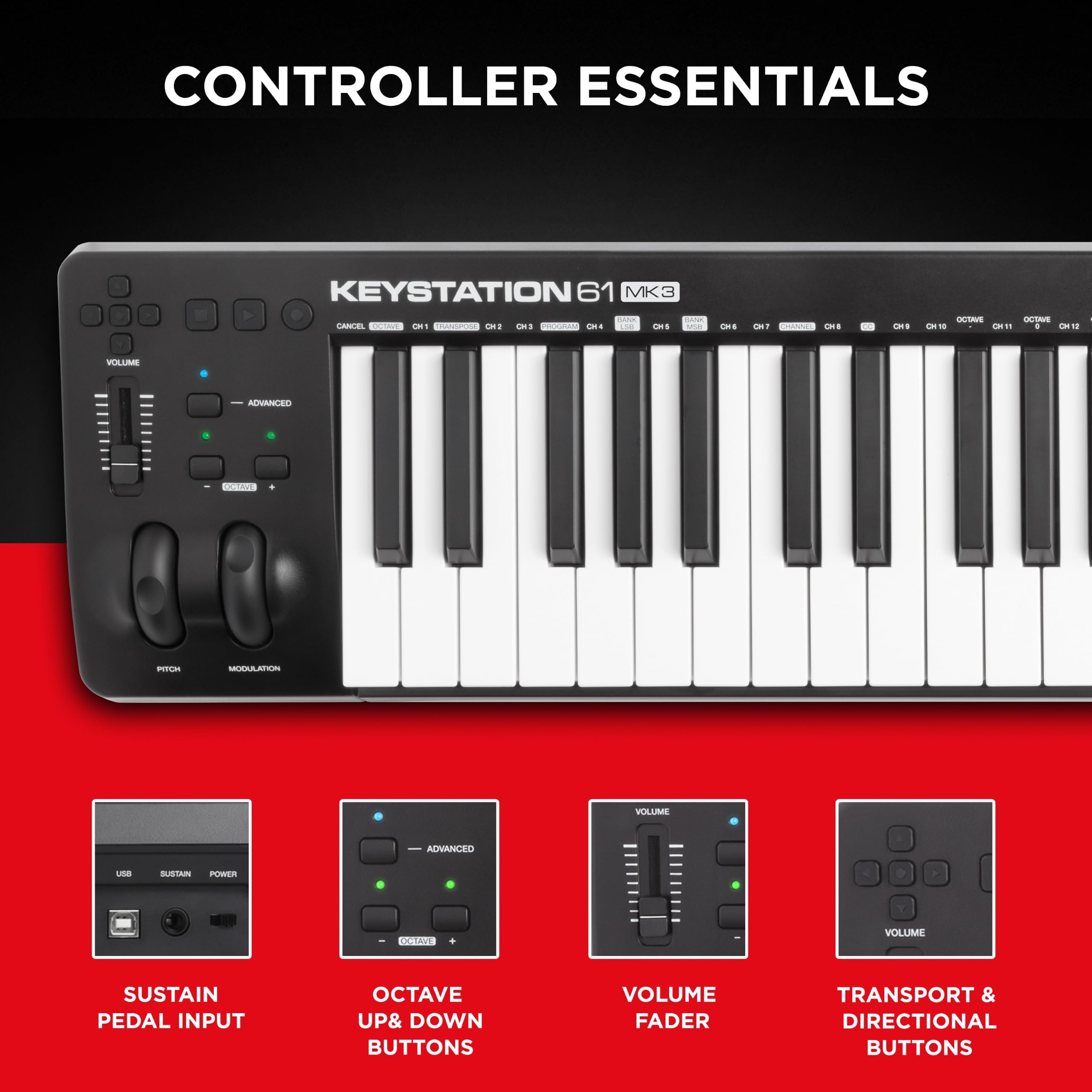 M-AUDIO Keystation 61 MK3 USB MIDI Controller | Synth-Action 61