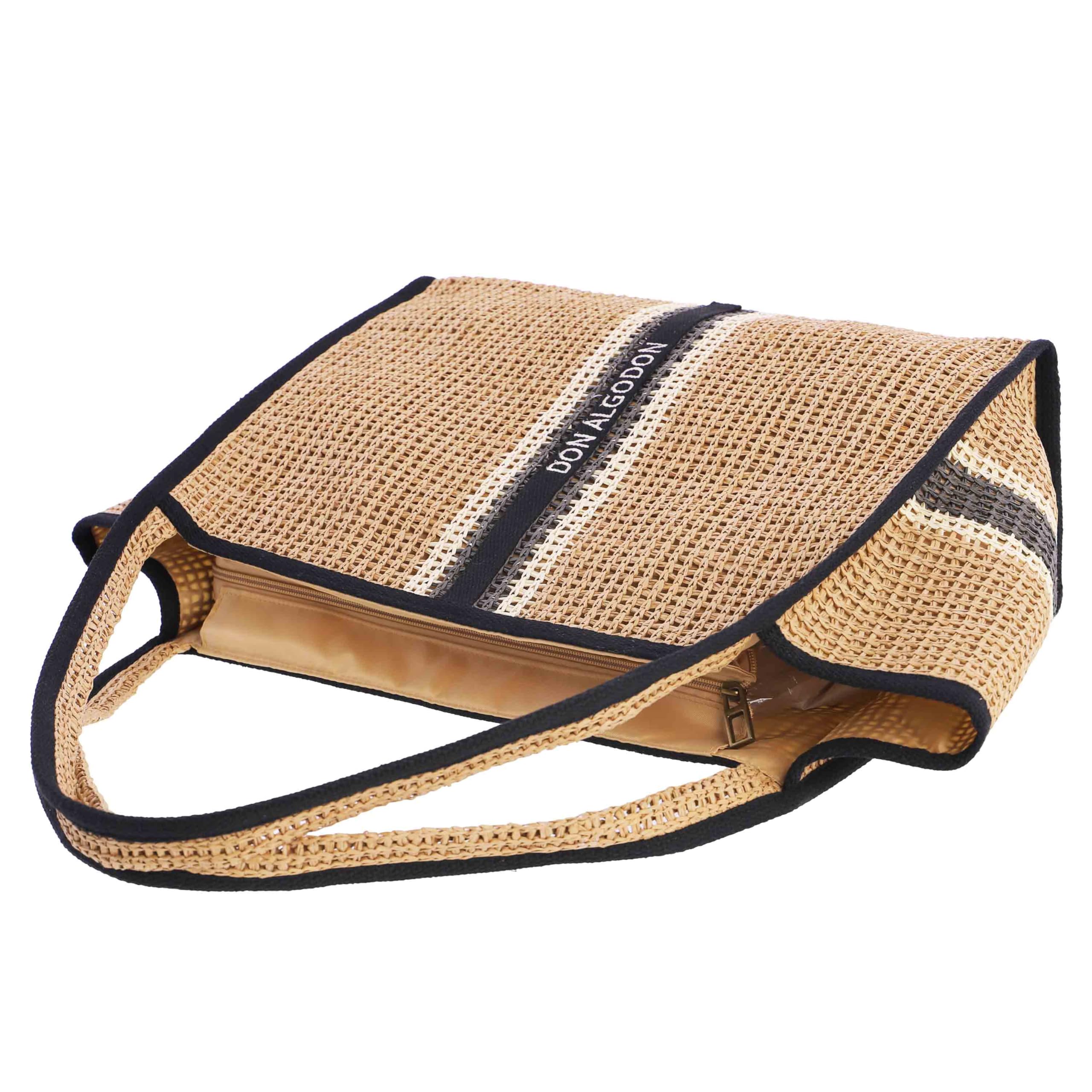 DON ALGODON | Bolso shopper mujer | Bolso mujer de rafia diseño artesanal para verano Seabird