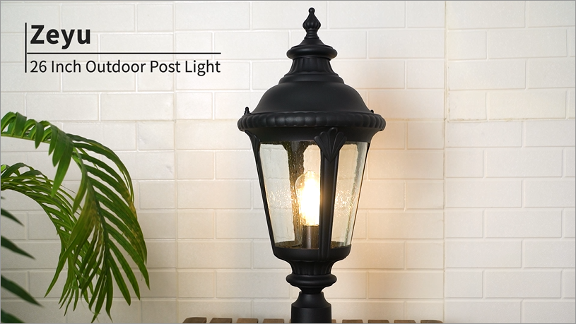 zeyu Exterior Large Post Light Fixture, 25.6 Inch Outdoor