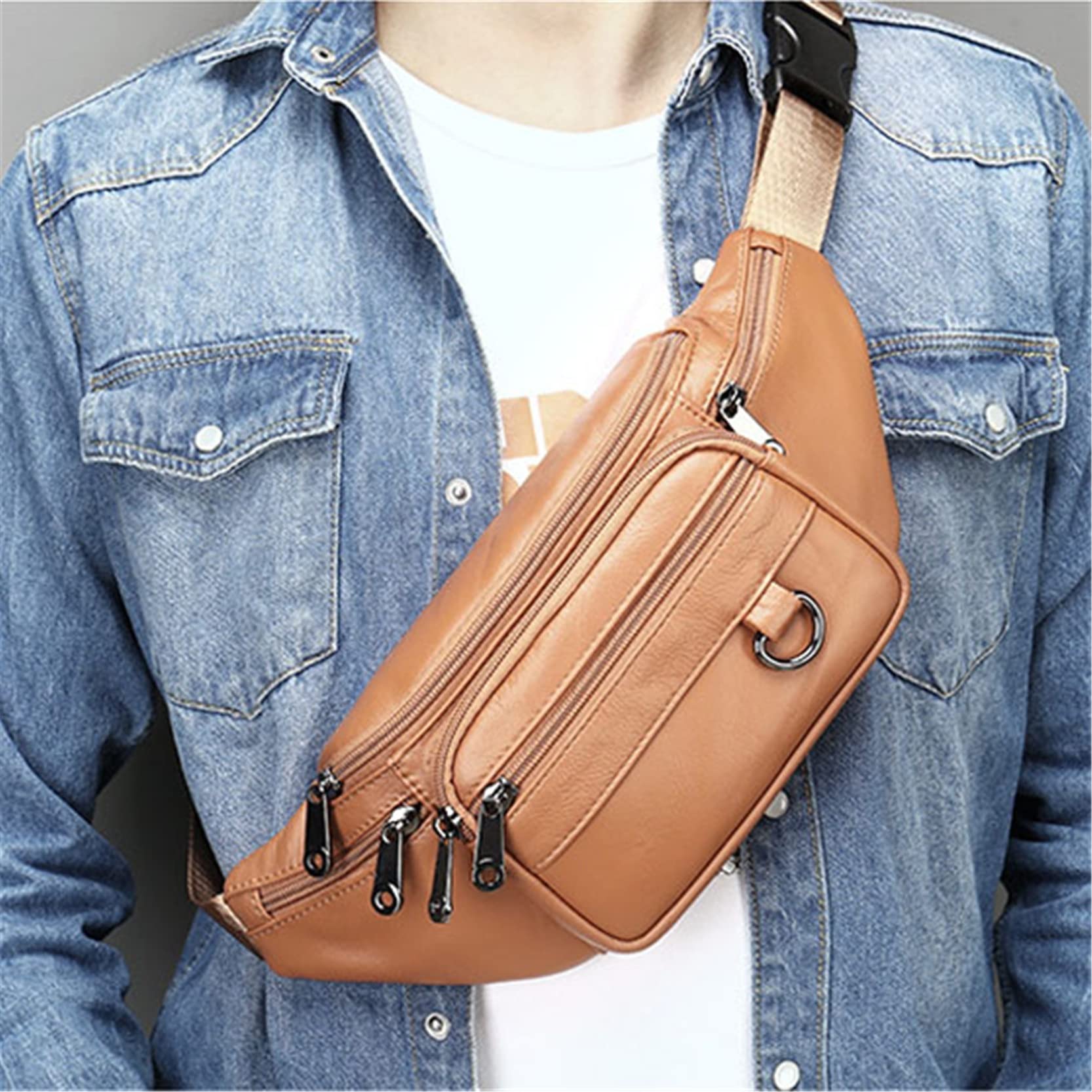 Męska damska nerka nerka nerka, nerka z prawdziwej skóry, torba na klatkę piersiową, moda biodrowa, torba na talię, etui na telefon dla mężczyzn i kobiet, podróż, wędrówki, bieganie, jazda na rowerze, chodzenie, talia, fantazyjna torba dla kobiet, mężczyz