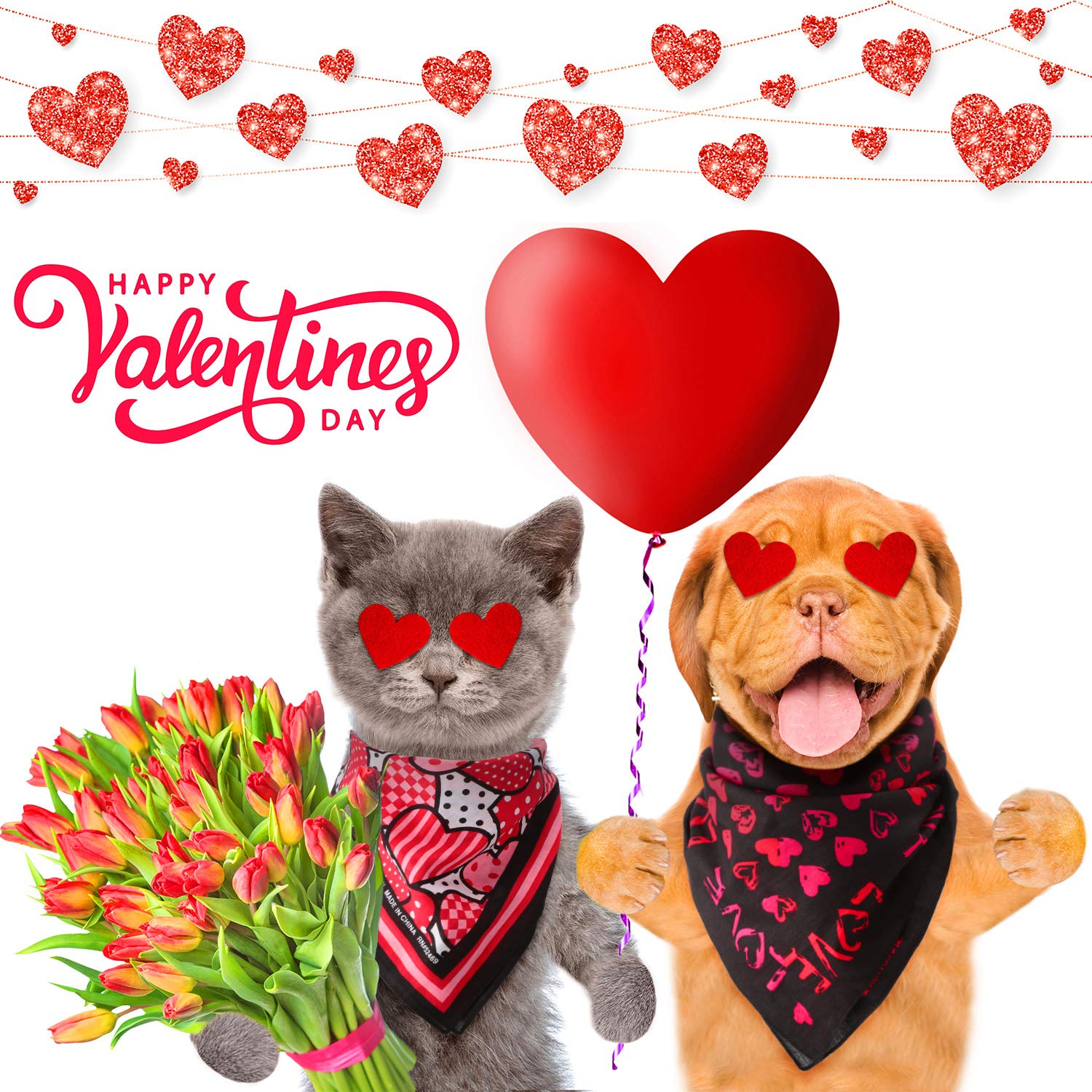 Hunde-Bandana Für Valentinstag – Mit Herz, Pfeil & Punkten, Verstellbar Für Alle Größen