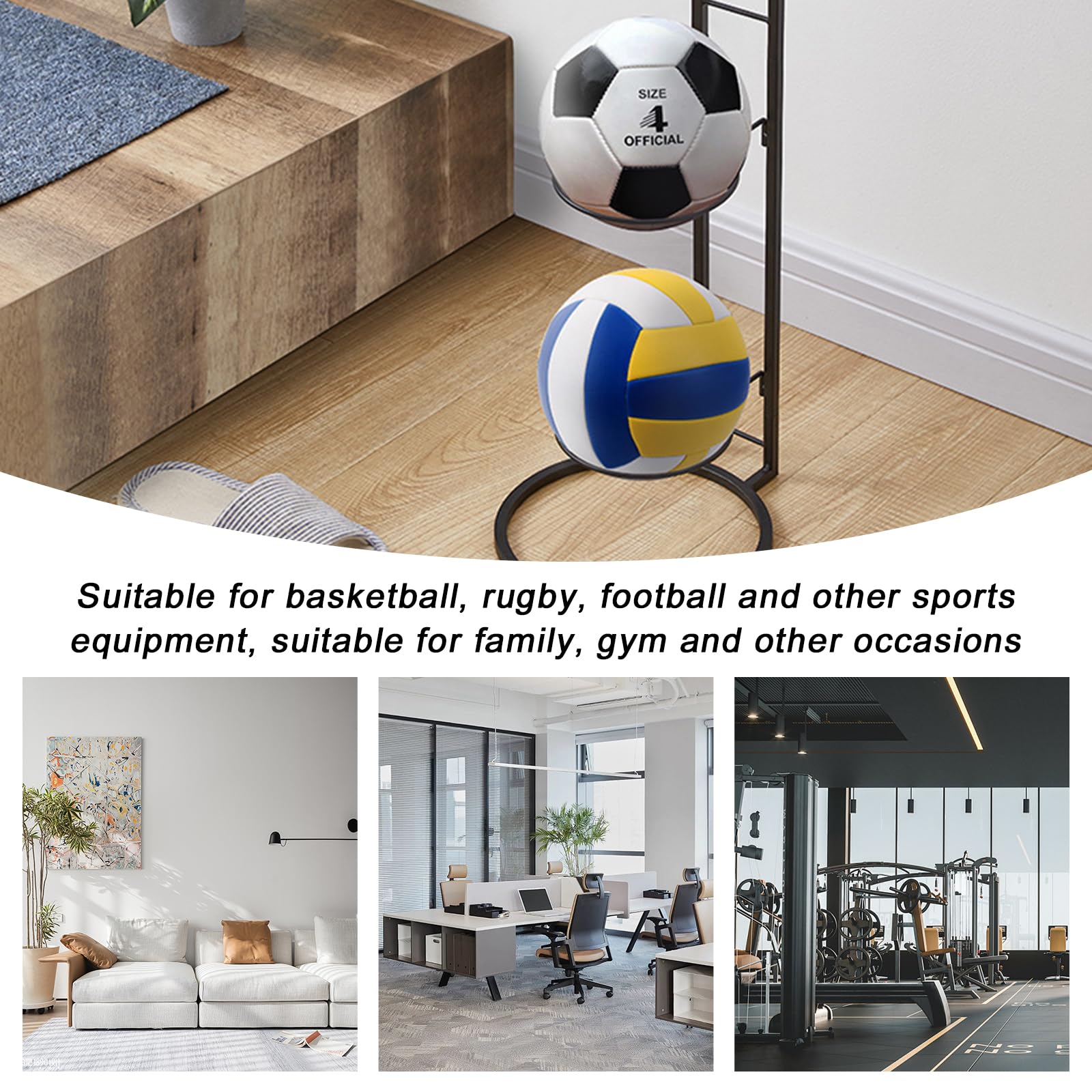 TAOZHUGONG Ballständer 3-lagig Schwarz - Basketball & Fußball Aufbewahrung