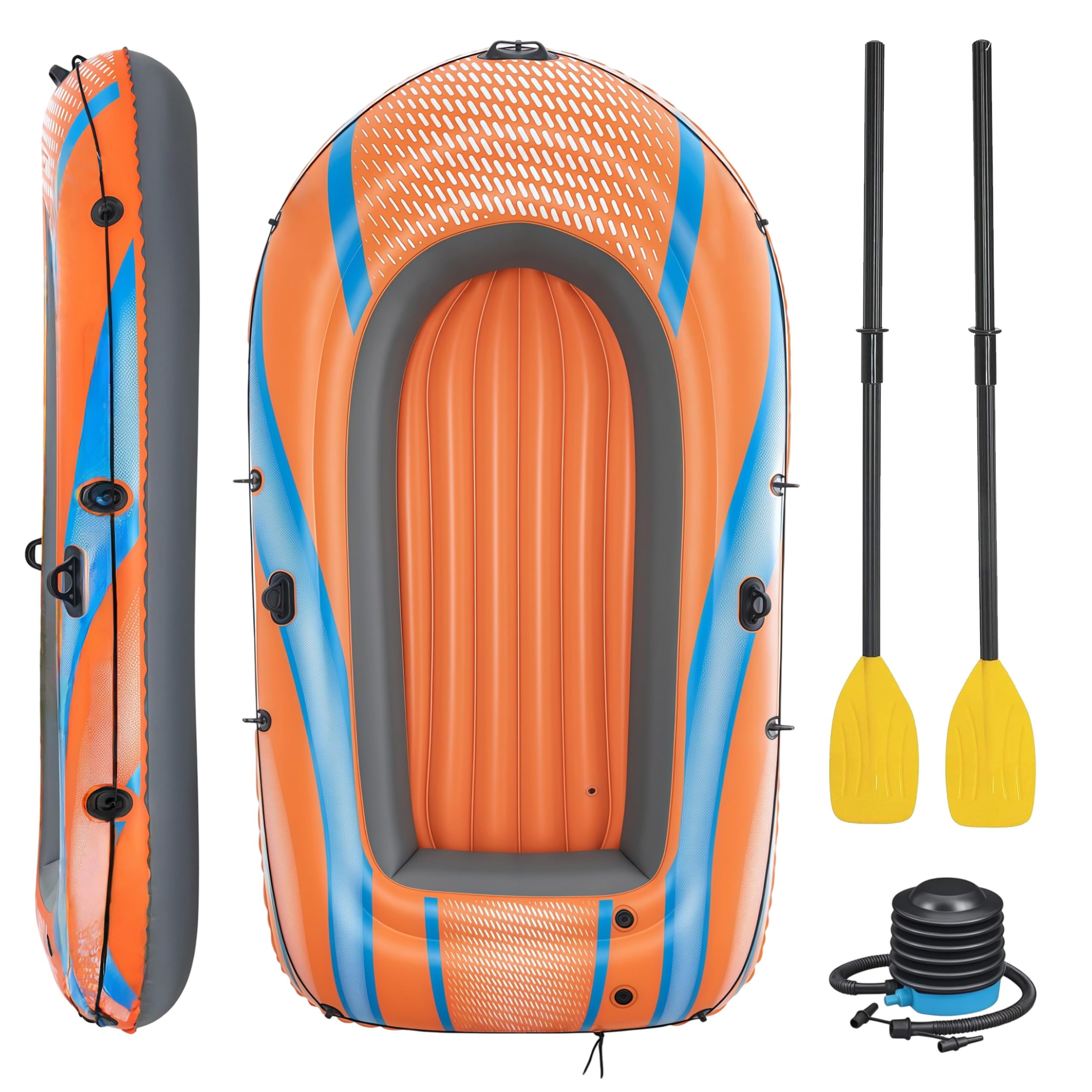 Bateau de pêche Gonflable en PVC 1100D pour 2 Personnes, livré avec pales et Pompe de gonflage, Dimension Environ 185 x 98 x 43 cm