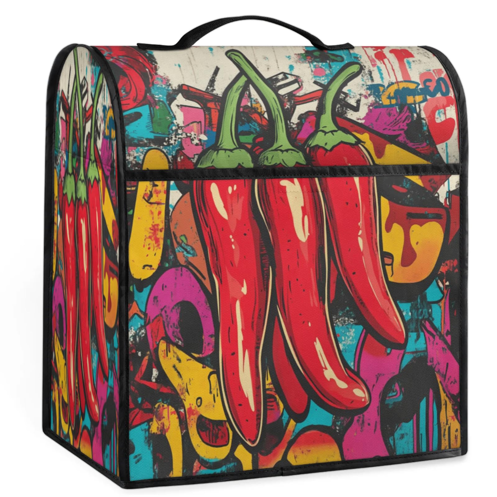 Sabokido Pepper Chili Kitchen Aid Mixer Cover Colorful Abstract Coffee Maker Cover Stand Mixer Covers Compatible with 6-8 Quart Tilt Head Bowl Lift Dust Cover with Pockets for Accessories