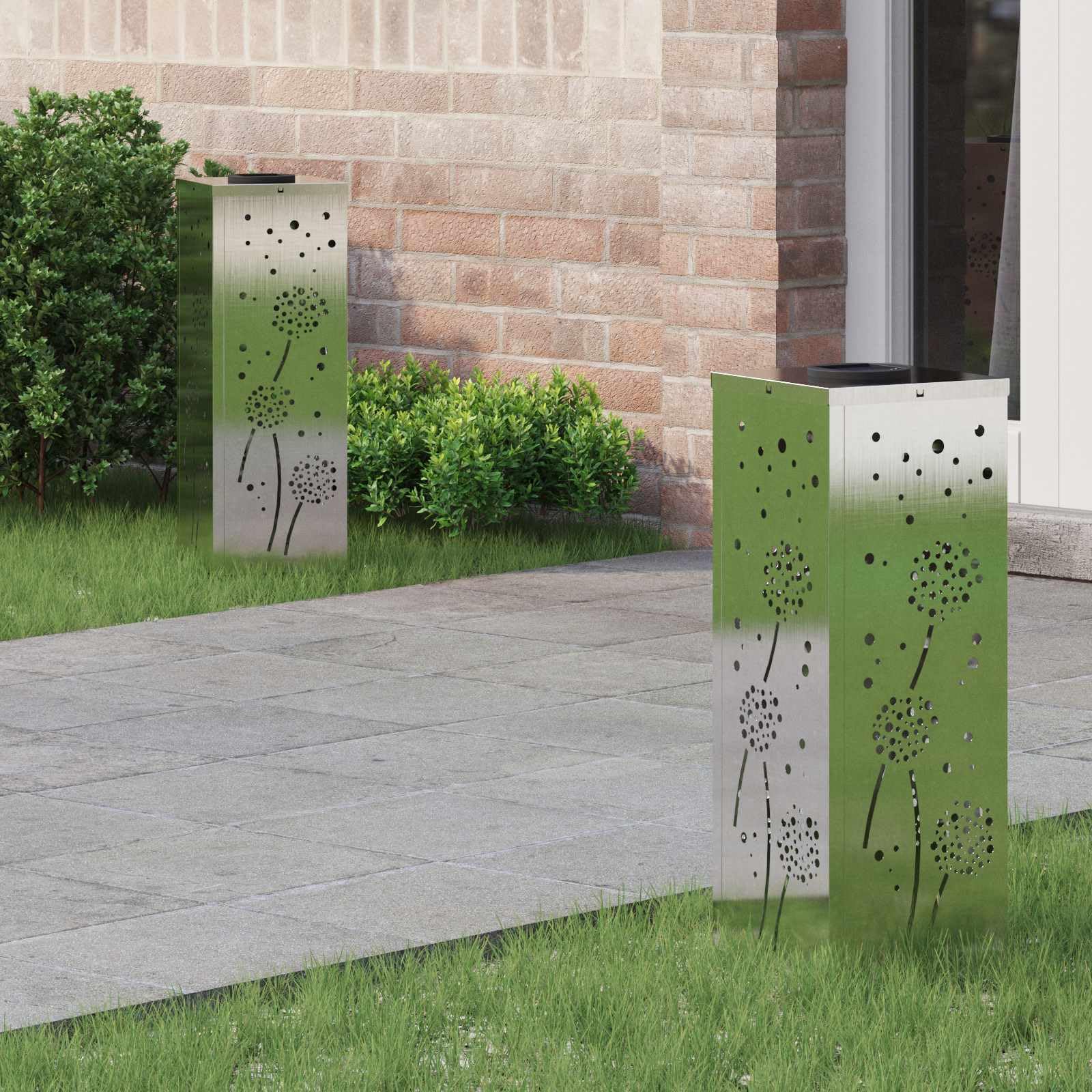 Luce di percorso LED solare 2 pezzi Argento Acciaio Inossidabile Lampada da Esterno per Vialetto, Cortile, Aiuole, Percorsi -M