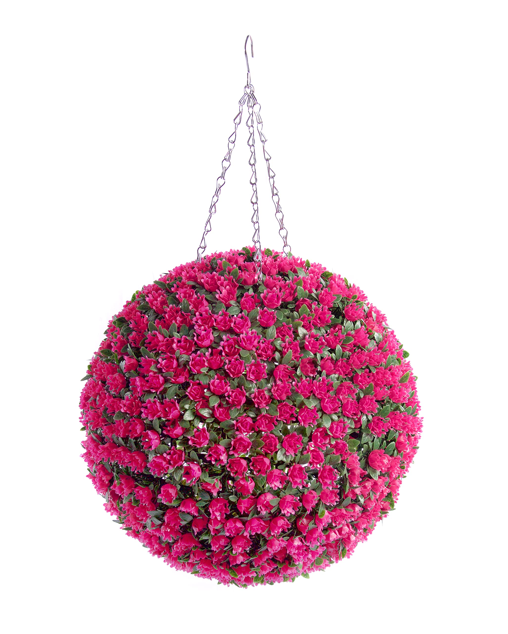 Best Artificial Pink 38Cm Rose Topiary Hanging Flower Ball Uv Fade Protected