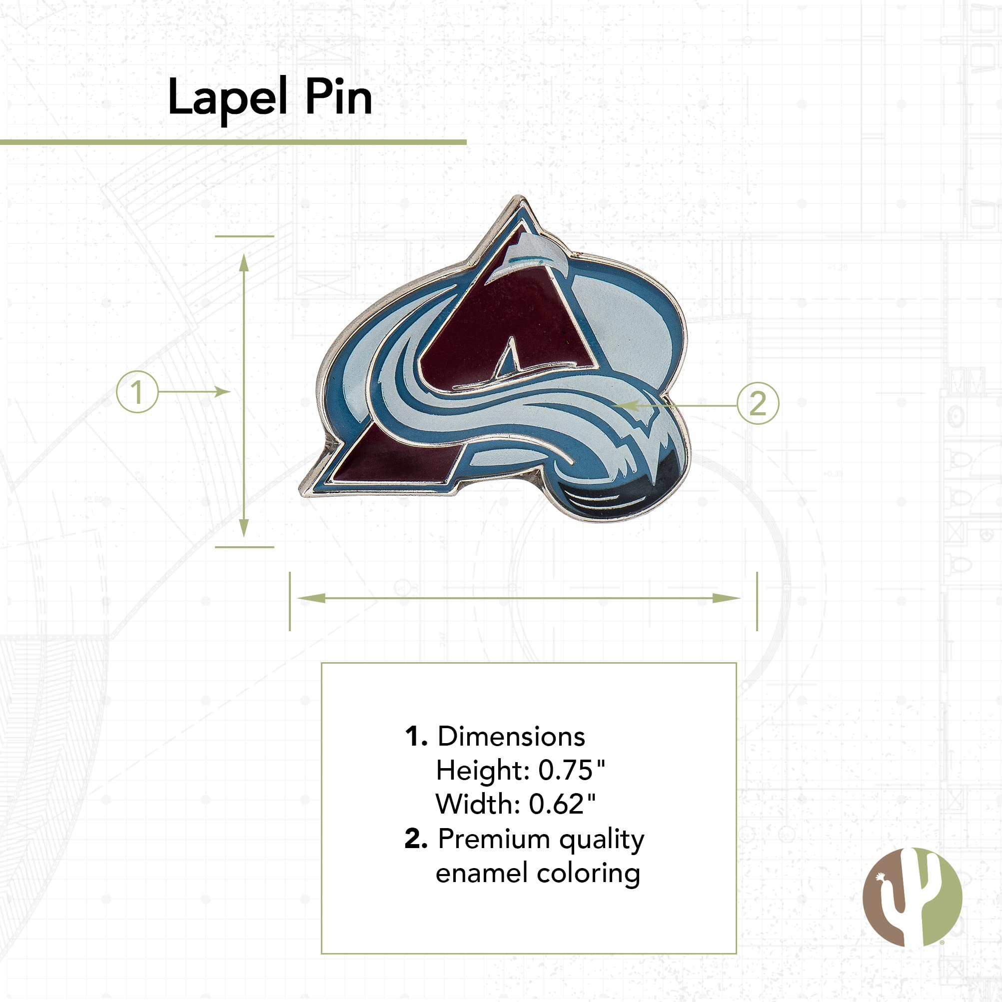 Desert Cactus Colorado Avalanche Lapel Pin NHL Team Logo National Hockey League Enamel Made of Metal (Lapel Pin)