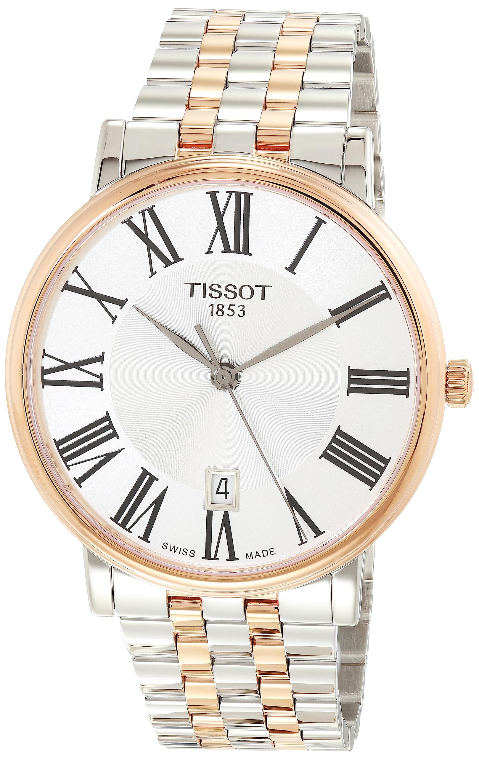 Tissot unisex-adult Carson Stainless Steel Dress Watch Grey|Rose Gold T1224102203300
